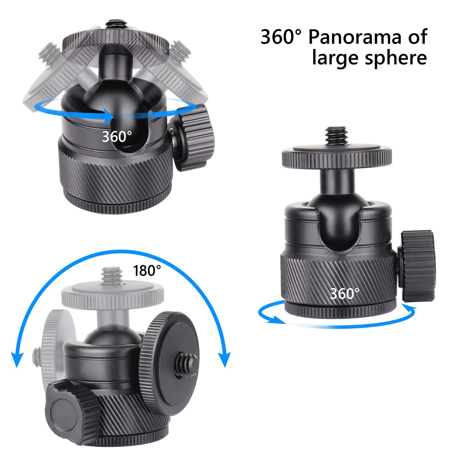 2Pcs Mini Ball Head 1/4″ Screw Mount Bracket Holder 360° Swivel Camera Tripod