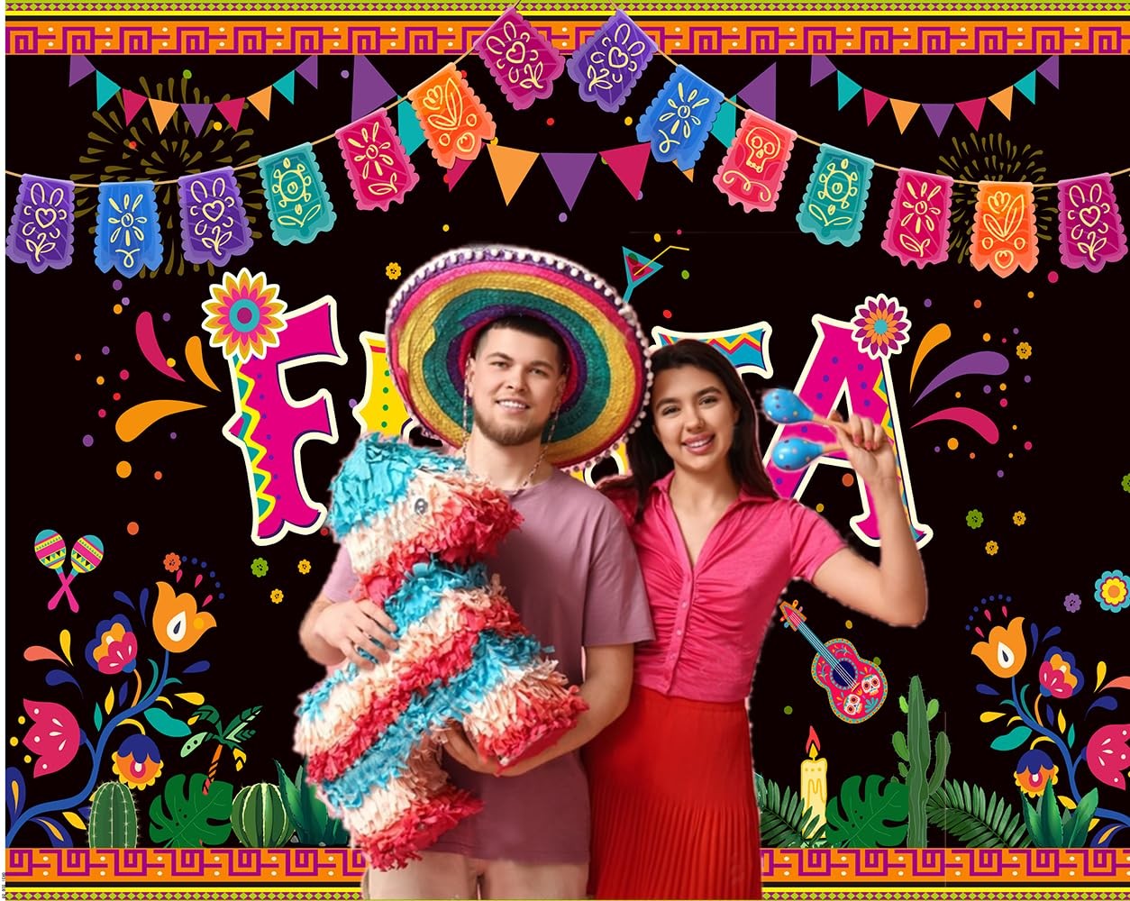 10x8ft Mexican Fiesta Themed Party Backdrop Cinco De Mayo Carnival Decor