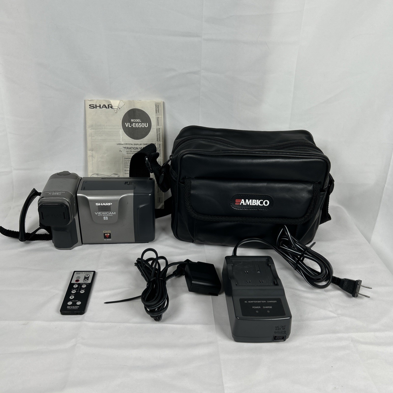 Sharp VL-E650U Viewcam Camcorder With Remote Charger And Carry Bag