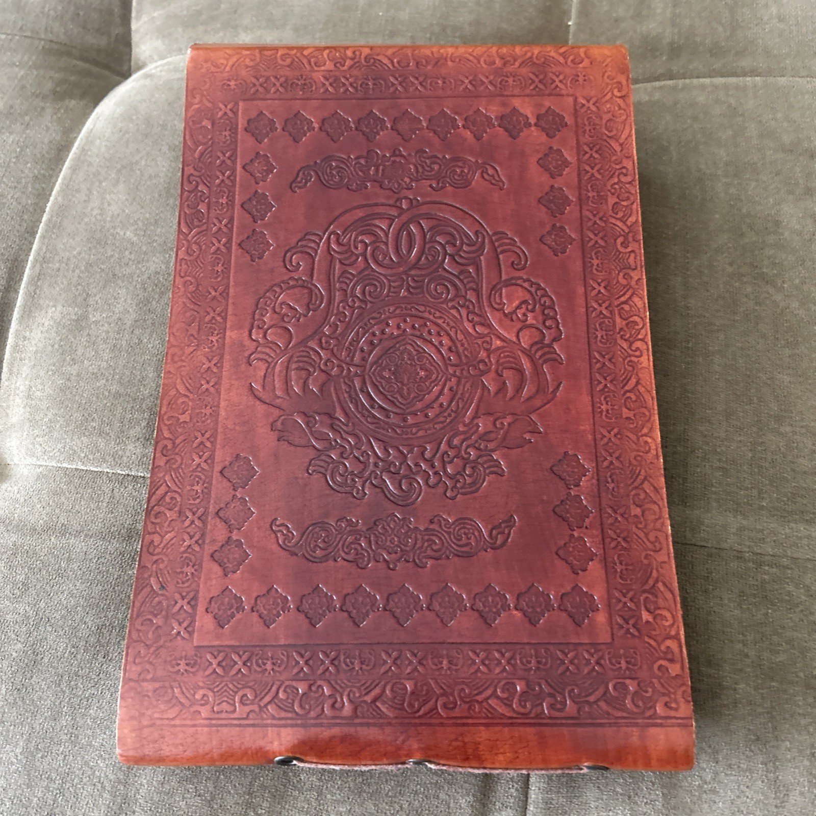 Vintage Embossed Leather Photo Album Scrapbook Travel Journal Genuine Leather