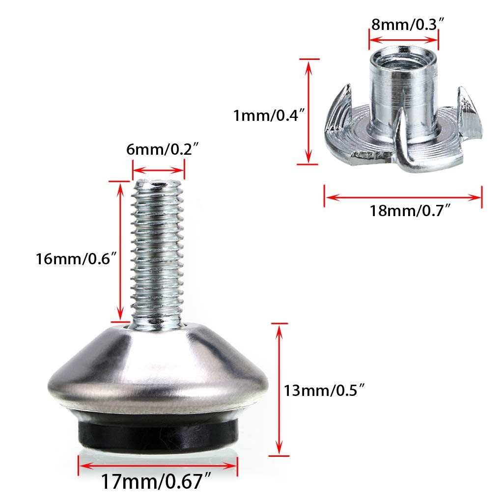 OwnMy M6 17mm (Dia) x 16mm (H) adjustable to 0.5” 0.8”, Silver