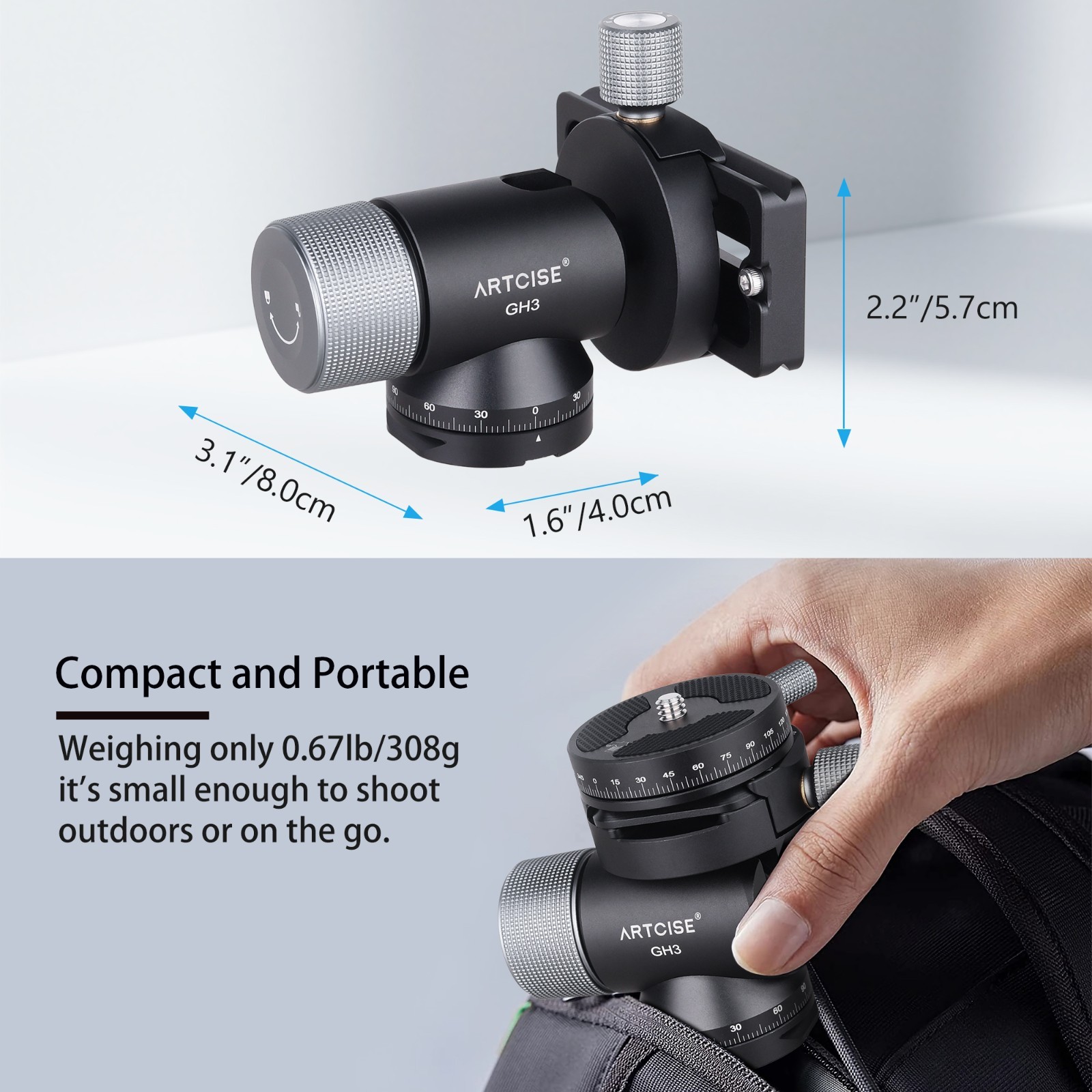 ARTCISE LB44 Panorama All metal Low Profile Tripod Head Ball head fr Camera DLSR