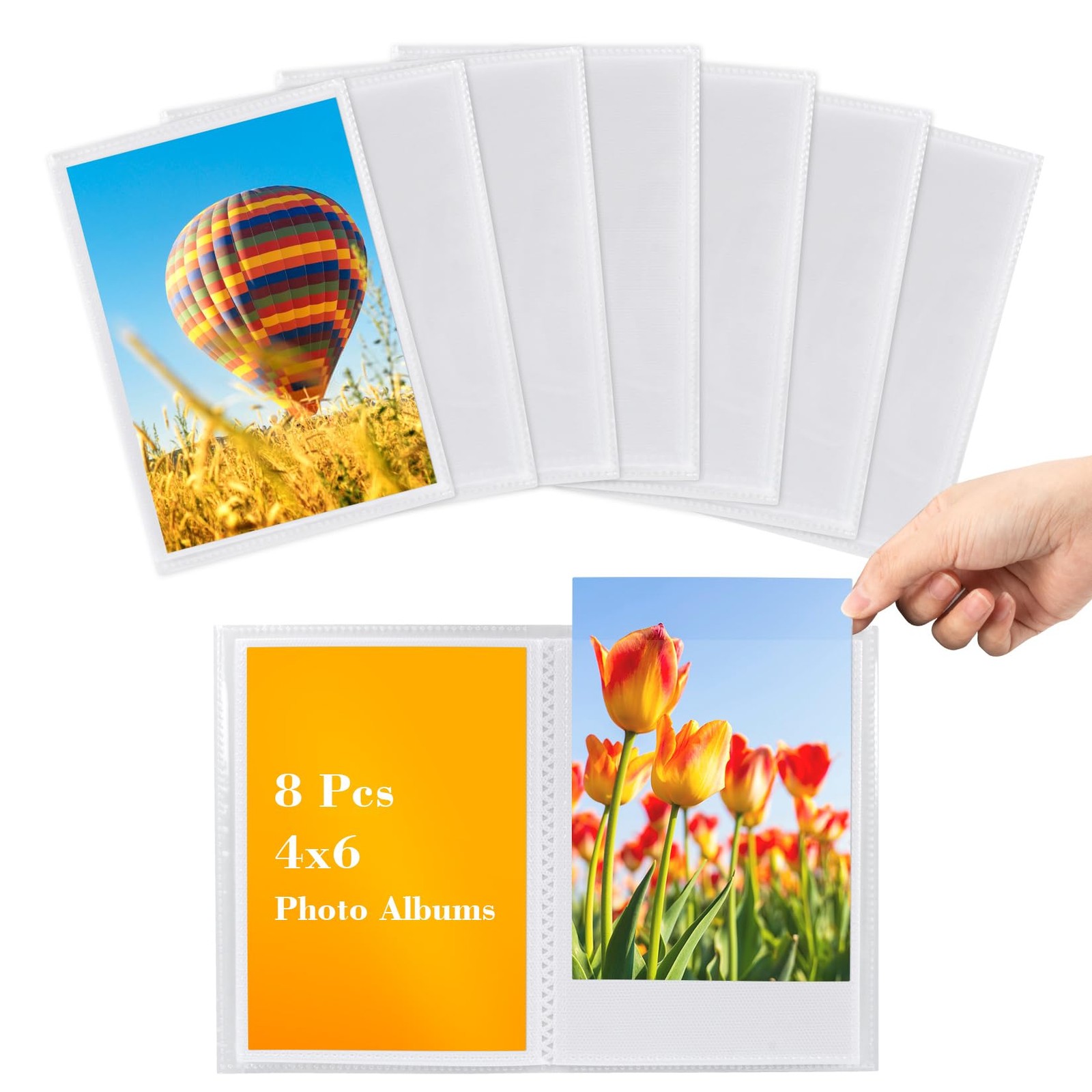 8-Pack 4×6 Photo Albums – 36 Pockets Per Book, Customizable Cover, Multicol