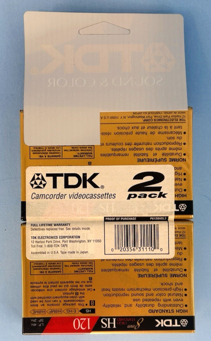 TDK HS120 ~ 8mm Video Cassettes ~ Lot of 4 SEALED