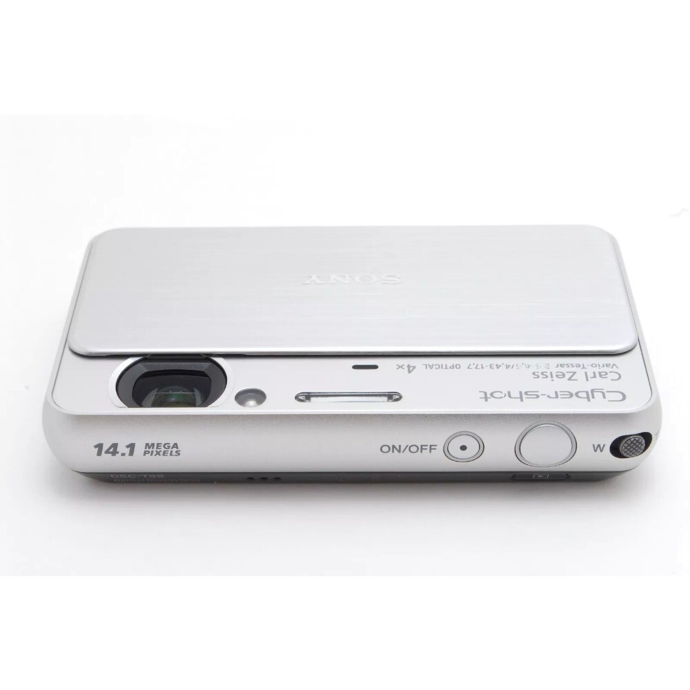 Sony Cybershot Digital Camera DSC-T99 Silver 14.1MP W/ Charger & Memory