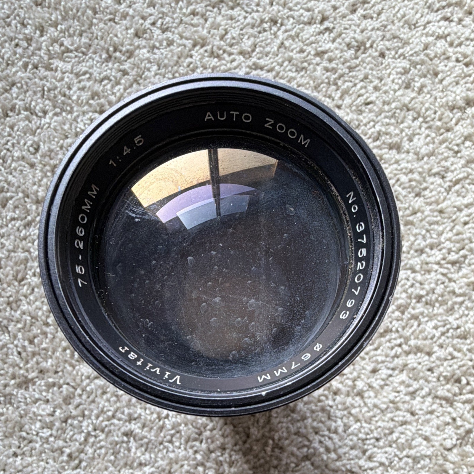 Vivitar Auto Zoom 75-260mm f/4.5 Zoom Lens OM Mount 67mm No. 37520793