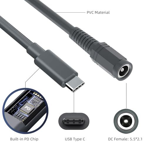 3M/Extension Power Cable Cord for Starlink Mini, 9.8FT USB C Male to DC Female