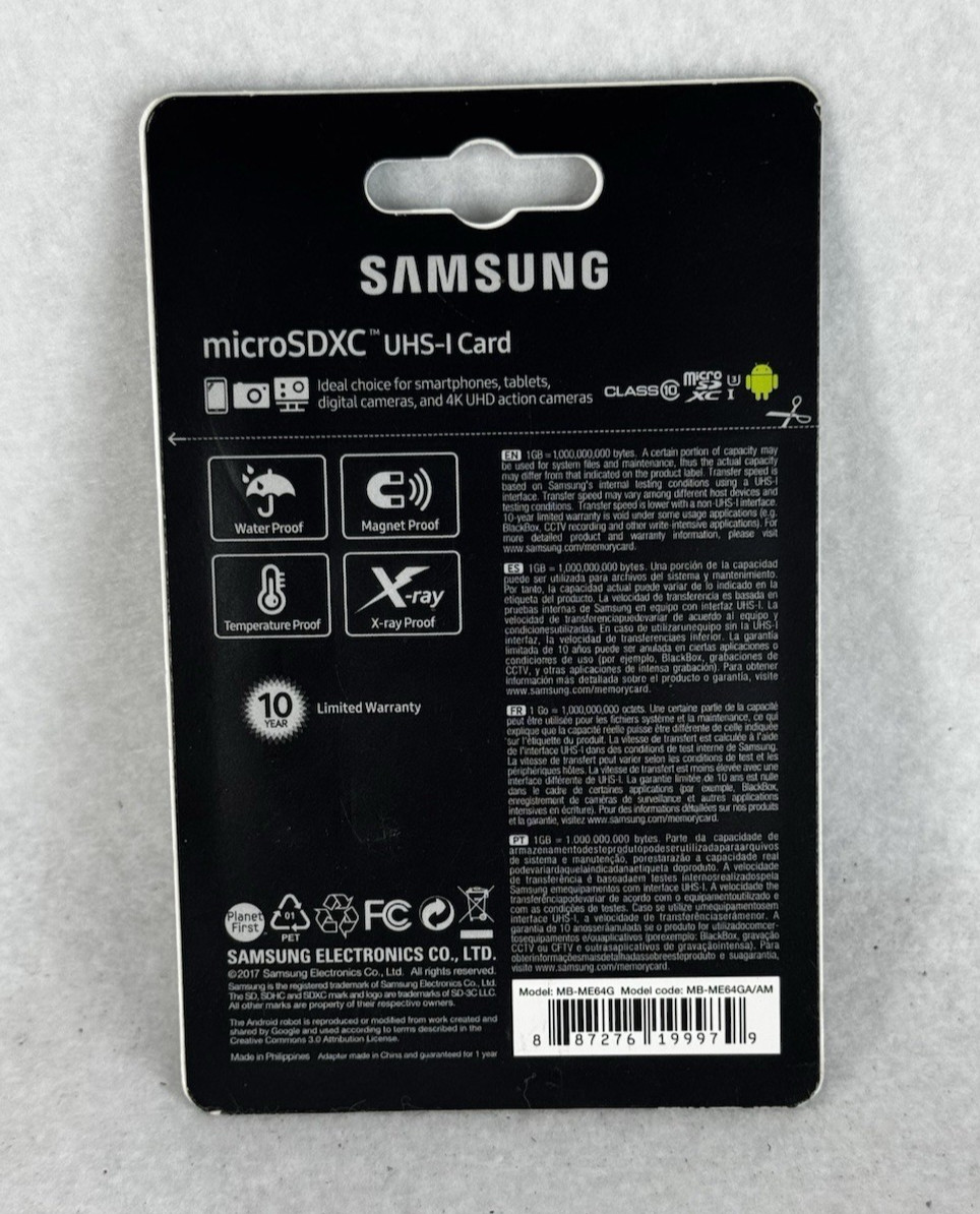 Samsung 64GB Micro EVO select U2 SD card fo Galaxy S10 plus S10e S9 S8 note 9 J8
