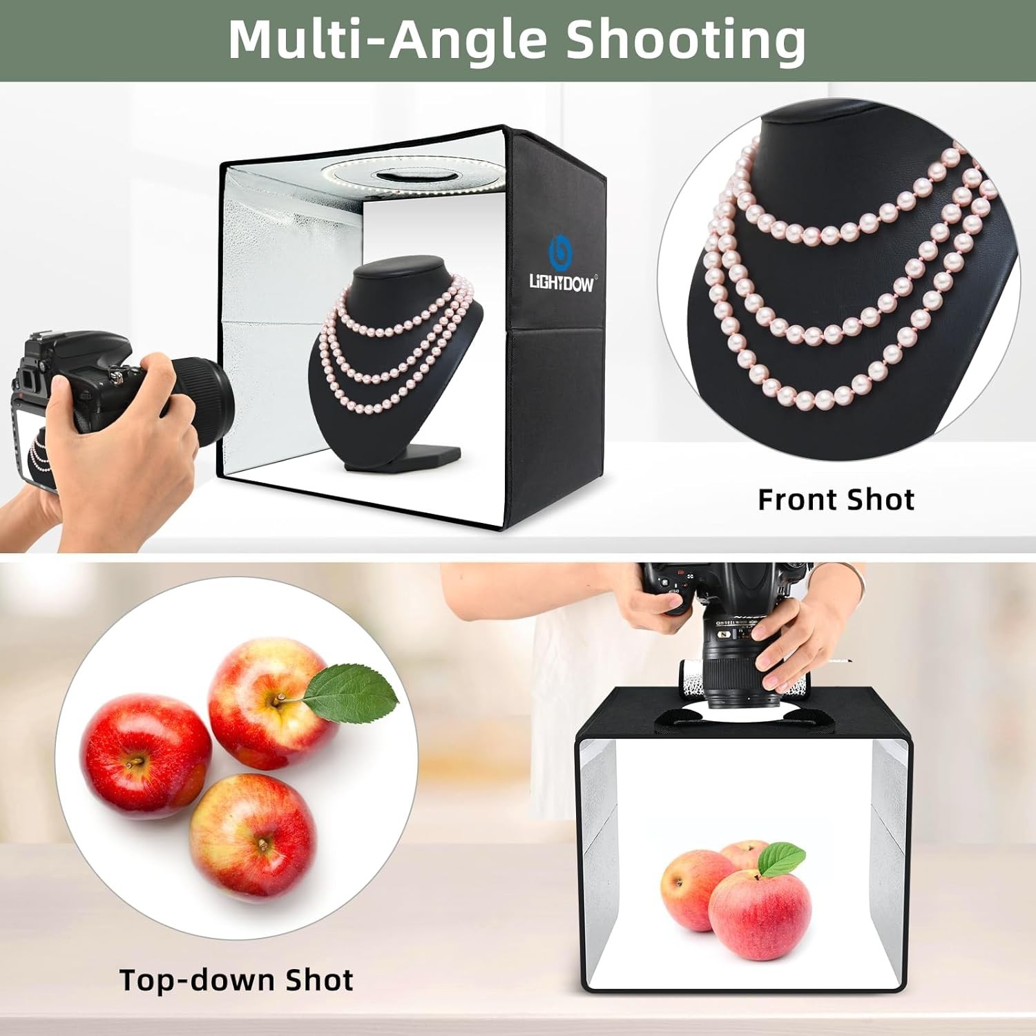 12″x12″x12″ Photo Studio Light Box Photography, Desktop Tripod & 120 LED(CRI95)