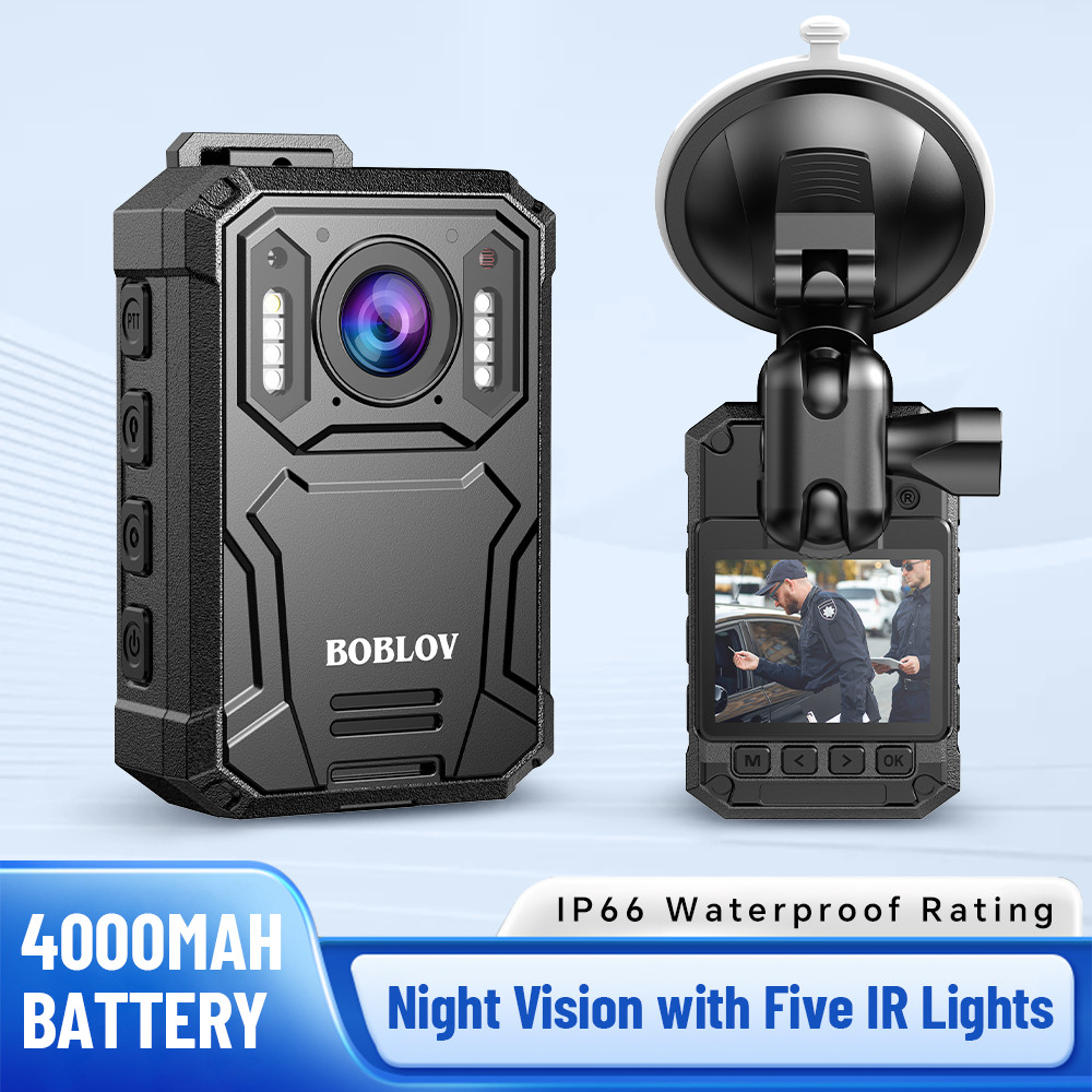 BOBLOV KJ23Pro 2K Body Camera Night Vision 4000mAh Battery 128GB Law Enforcement