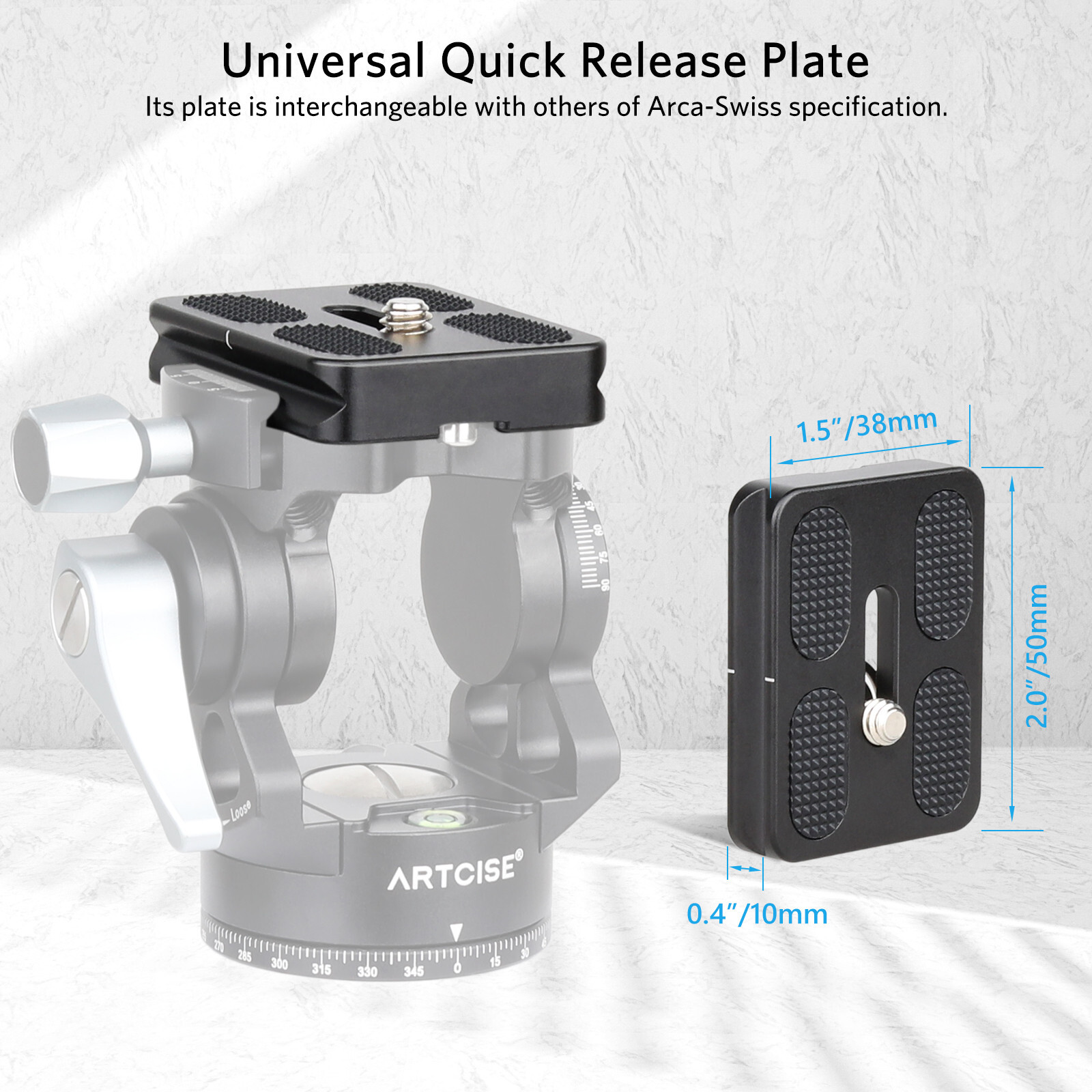 ARTCISE Panoramic Tripod Fluid Head Panoramic Pan Tilt Head W/ QR Plate