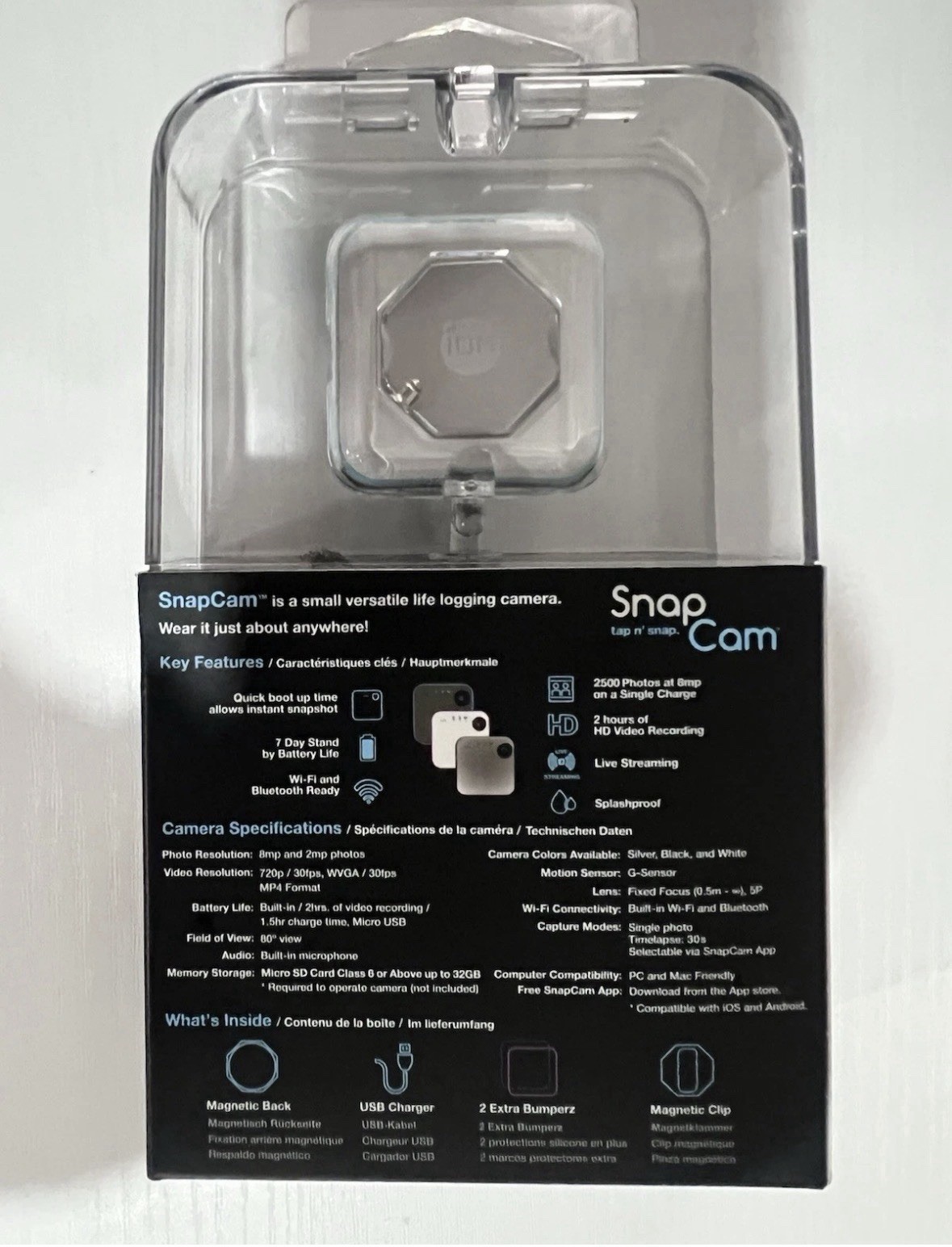 iON Camera SnapCam Wearable HD Camera with Wi-Fi and Bluetooth – White