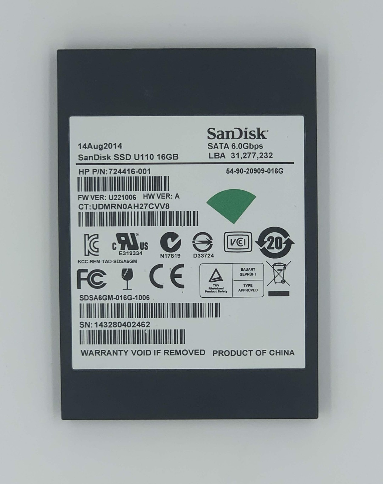 SanDisk U110 16GB mSATA SSD SDSA6MM-016G Lot of 4 (Used, Tested)