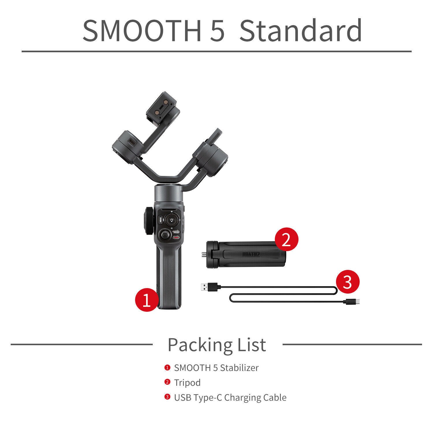 Zhiyun Smooth 5 3-Axis Smartphone Gimbal Stabilizer for iPhone Android w/ Tripod