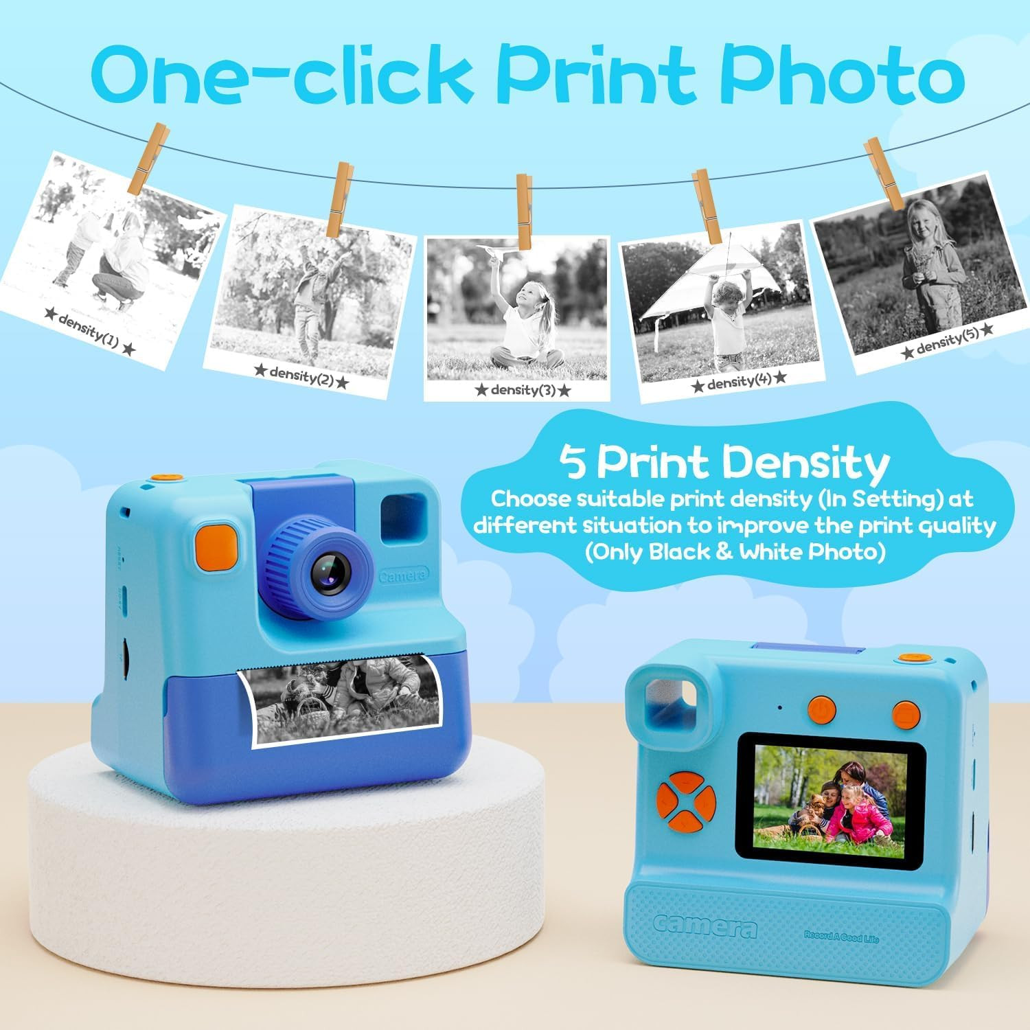 Kids Camera Instant Print, Christmas Birthday Gifts for Girl Boys 3-12 Years Old