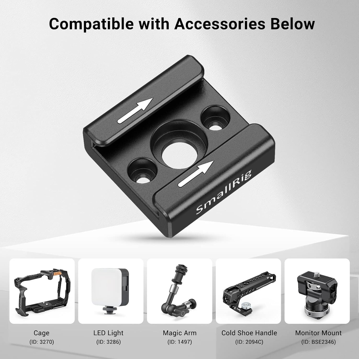 SmallRig Cold Shoe Mount Hot Shoe Camera Adapter for Camera Cage Flash LED -2060