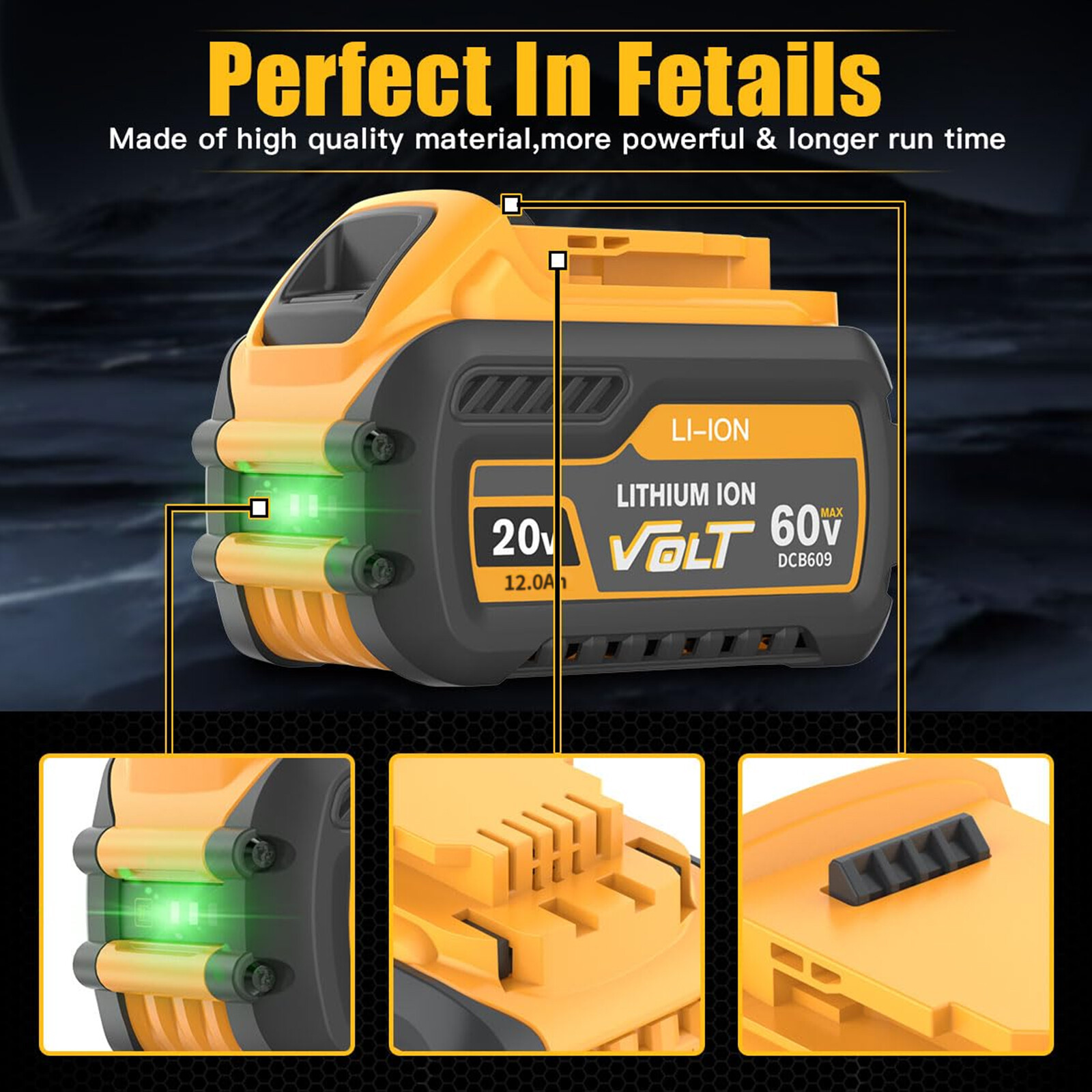 4 Pack DCB606 For DEWALT FLEXVOLT 20V/60V 12Ah MAX Li-Ion Battery DCB606-2