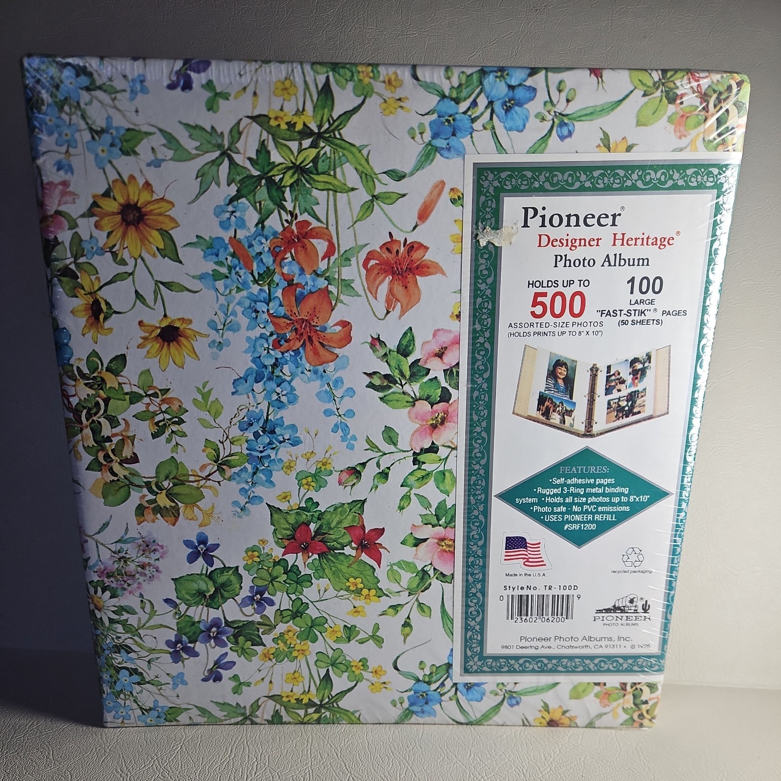 Floral 3 Ring Binder Photo Album 100 Self-adhesive Sheets Pages – New Sealed