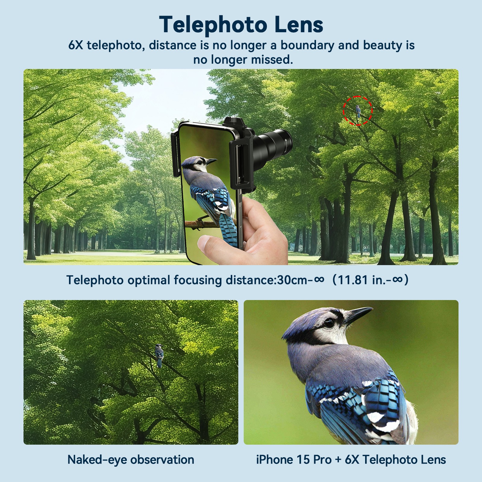 APEXEL 2 in 1 Phone Camera Lens Kit, 6X Telephoto Lens & 150mm Macro Lens