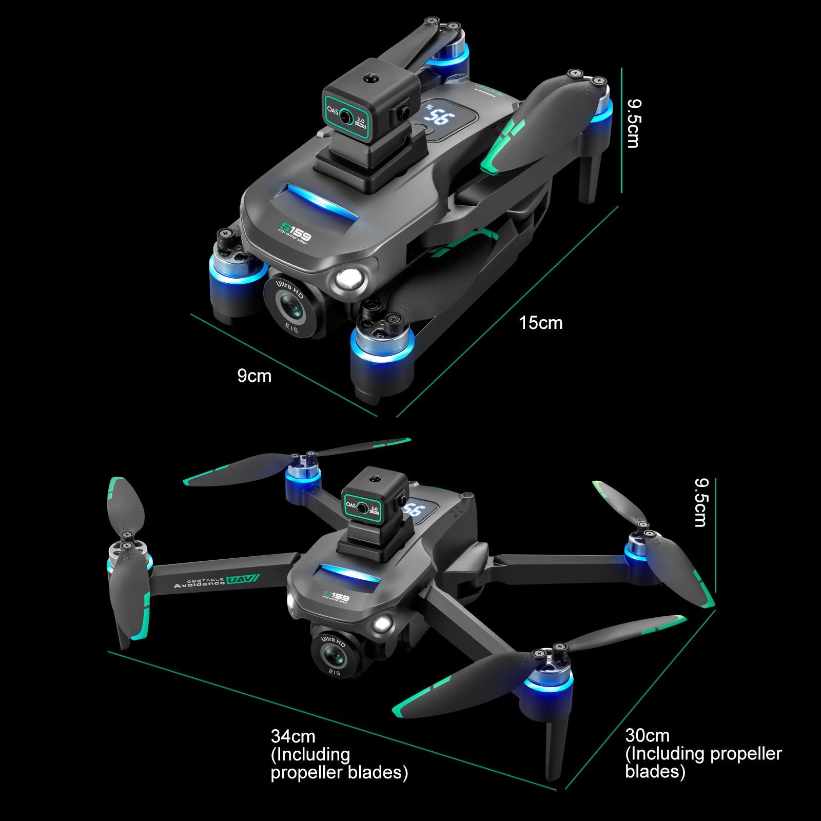 NEW S159 RC Drone GPS FPV 4K HD Dual Camera 360° Obstacle Avoidance Smart Follow
