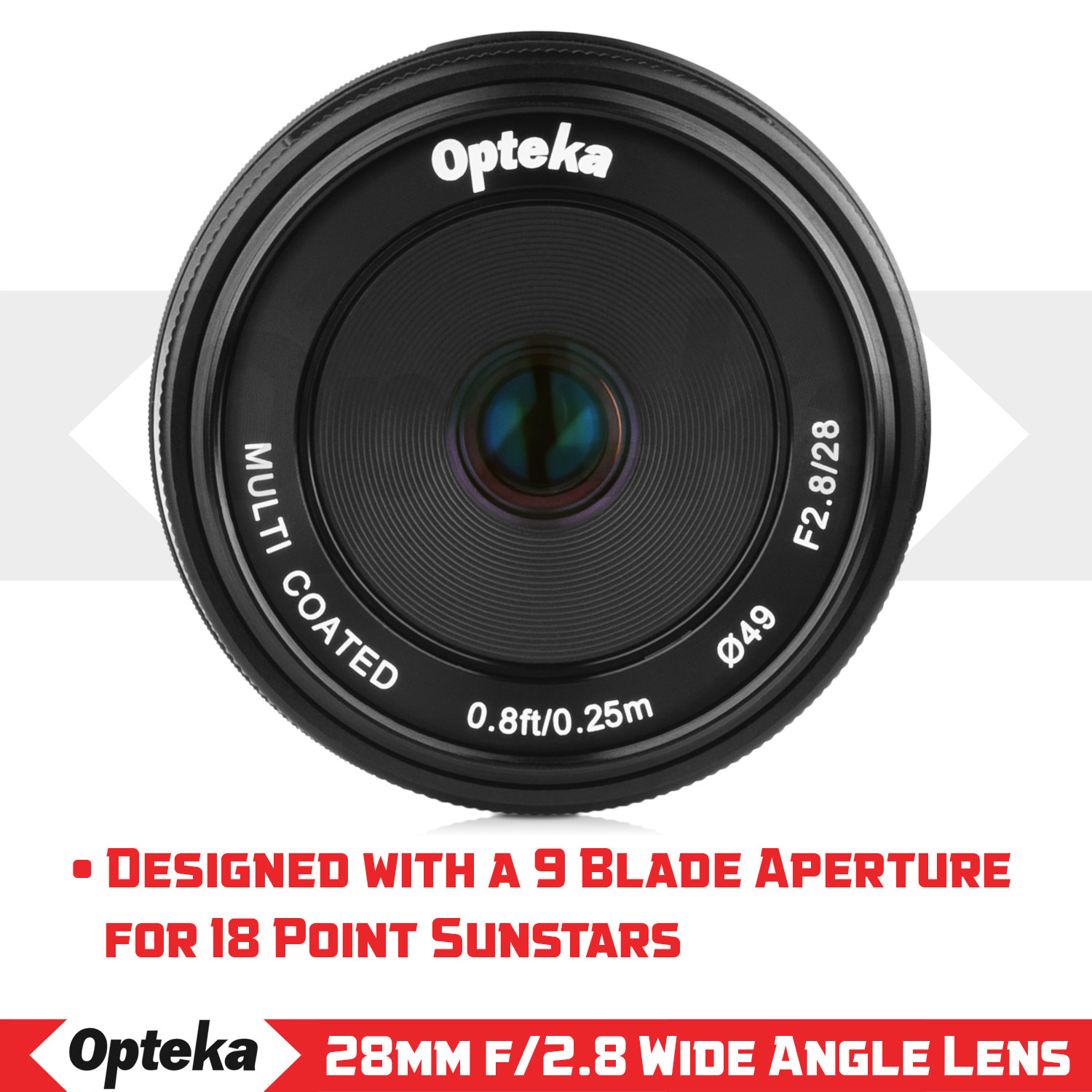 Opteka 28mm f/2.8 Lens for Panasonic GH5 GH4 GX85 GF8 GF7 GX850 GX8 G85 G9 G7