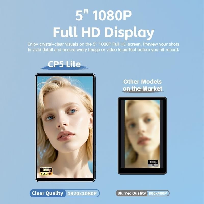 Shimbol CP5 Lite 5’’ Phone Vlog Selfie Monitor Screen 1080P Wireless Recording