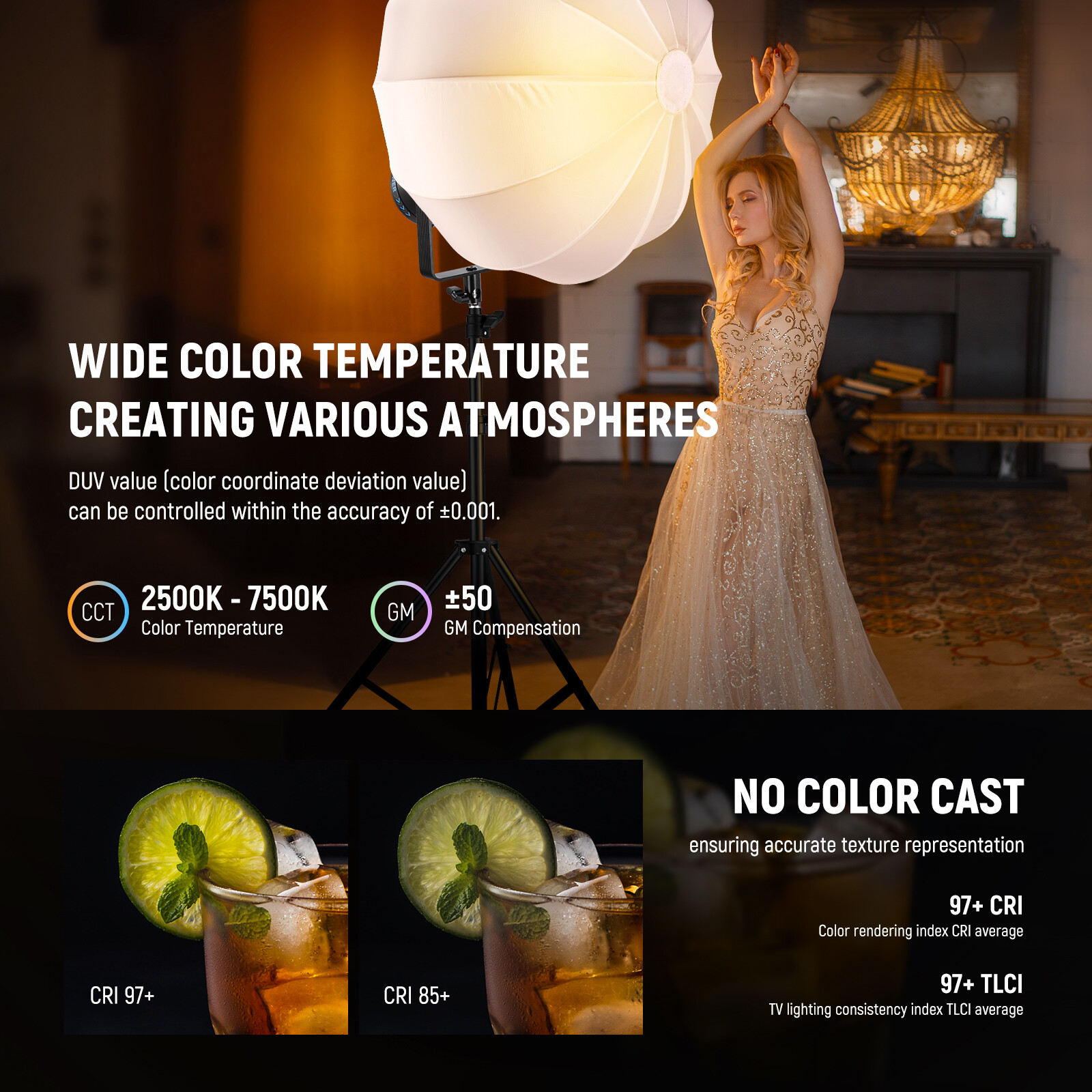 NEEWER CB300C 300W RGB LED Light, Bowens Mount, CRI97+, APP Control