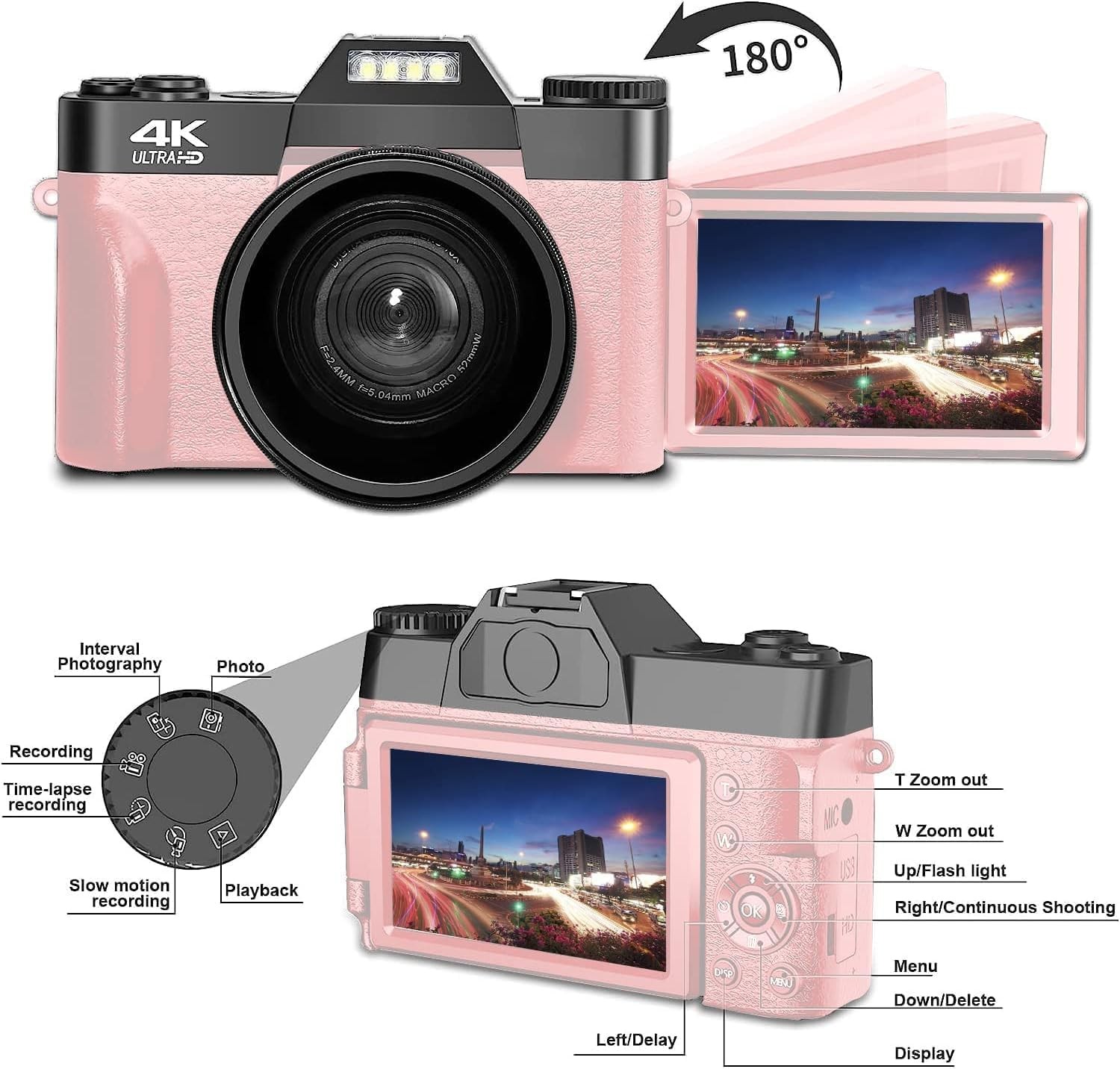 Digital Camera 4k 64MP 16X 3.0″ Content Creator Kit W/64GB TF Microphone YouTube