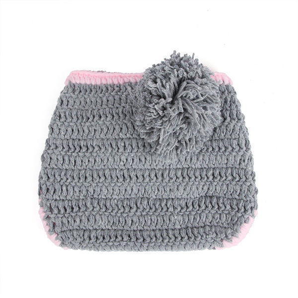 New NEWBORN BABY (0-1m) Girl CROCHET 2Pc Grey RABBIT Set Photography Prop Outfit