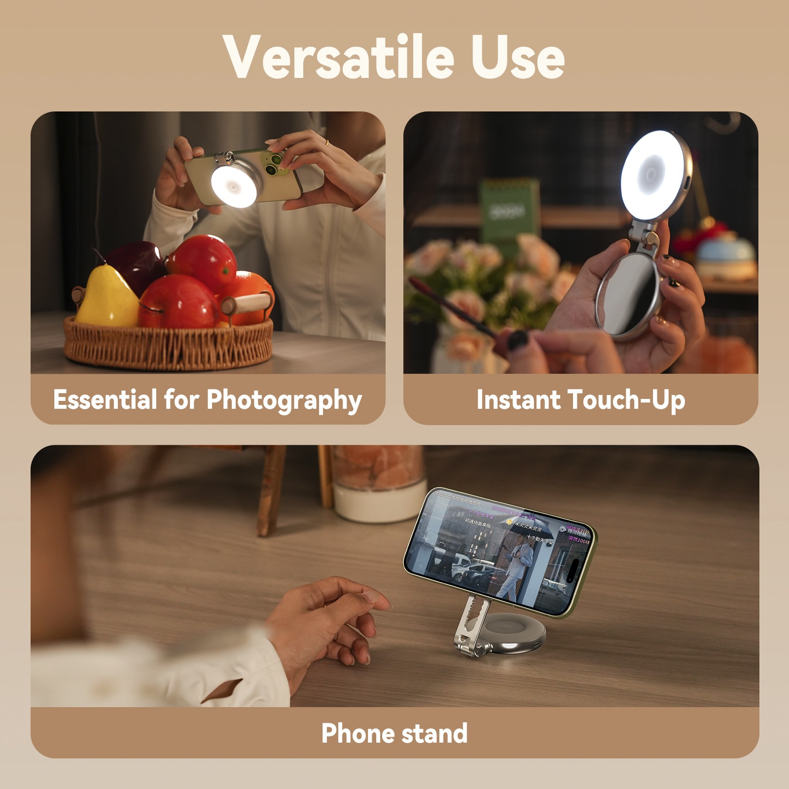 Mini Mobile Phone Magnetic Beauty Fill Light 3 Color Temperature Pocket Light A6
