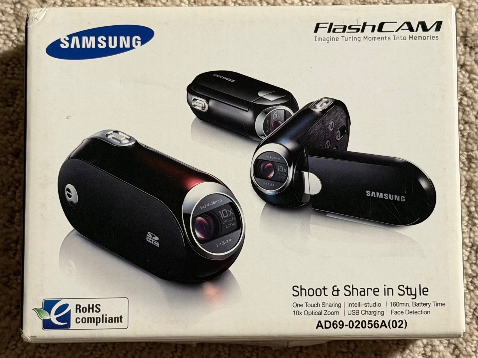 Samsung FlashCAM SMX-C10RN Red Digital Camcorder 10x Zoom w/ Box READ NO Charger