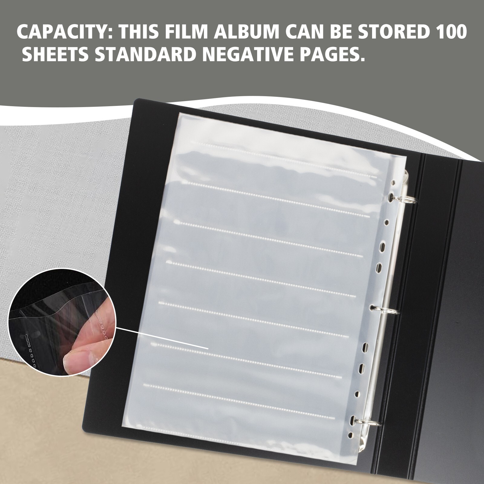 Acid Free Archival Film Bag Album 135 35mm Negative Pages 3 Ring Binder Film Bag