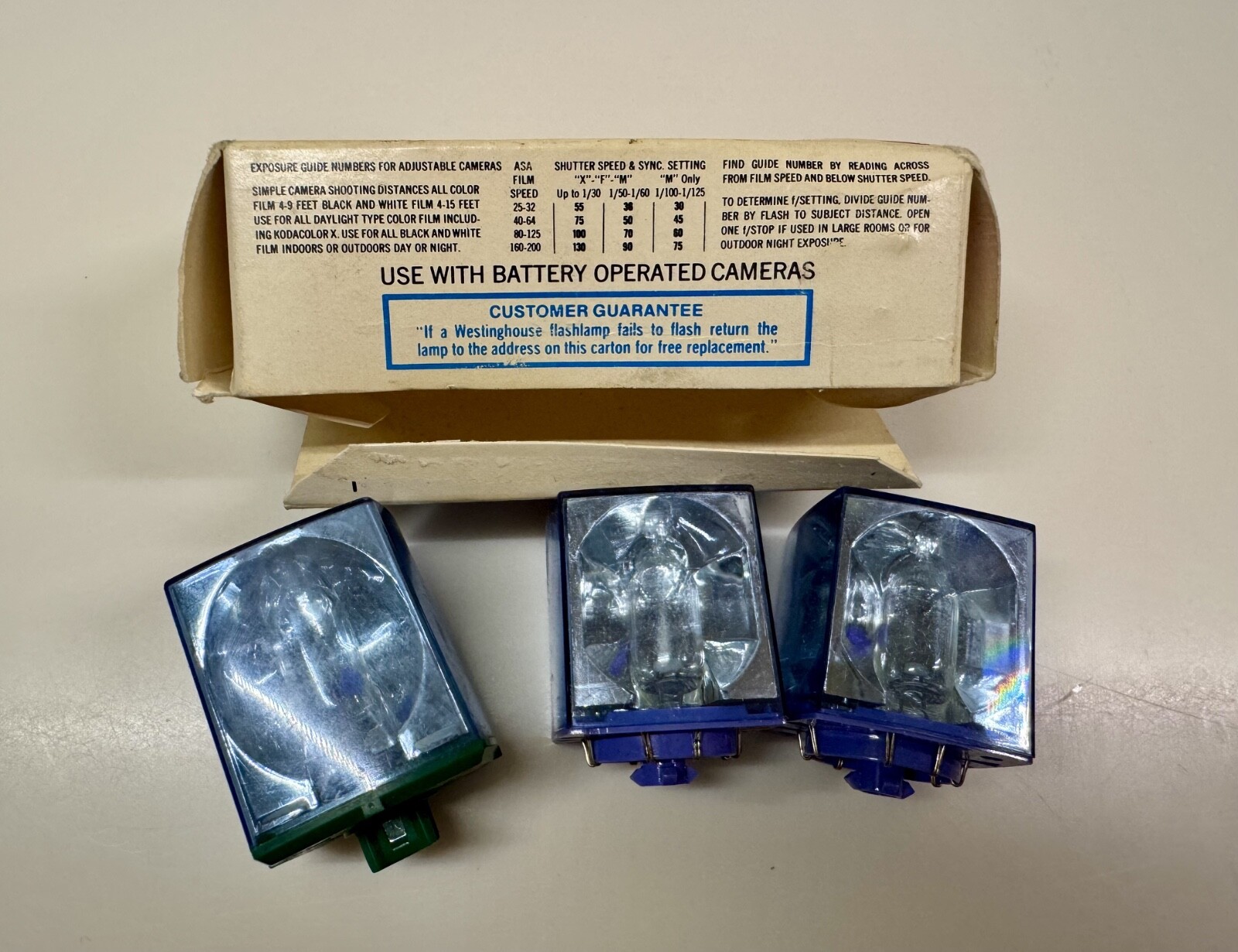 3 Flash Cubes – none used – 2 Westinghouse, 1 GE Vintage NOS Box