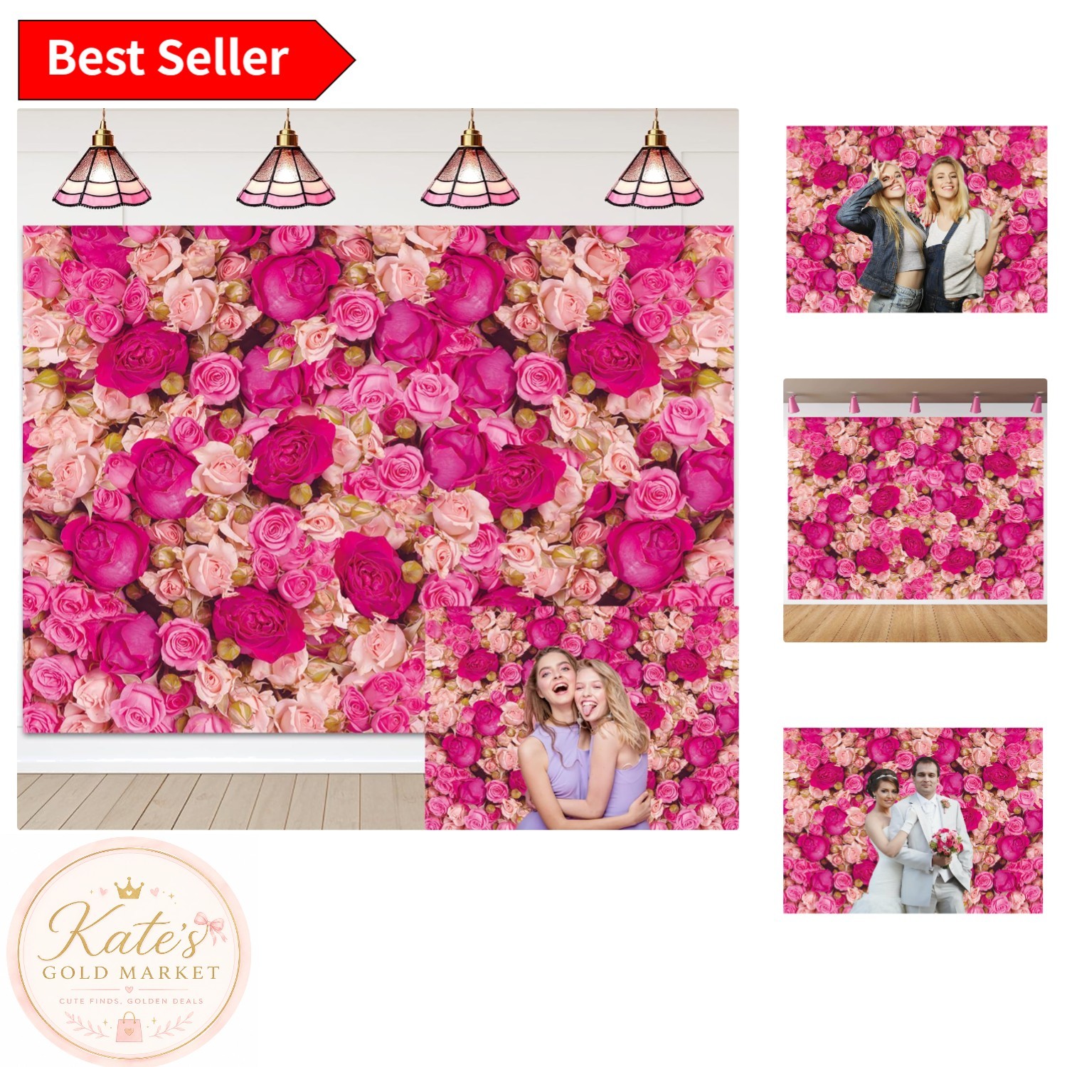 Charming 6x4FT Pink Floral Backdrop for Princess Parties and Photo Shoots
