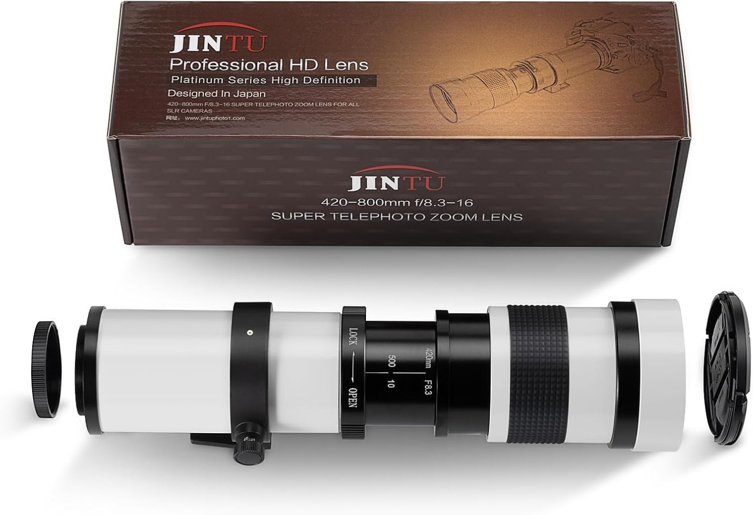 JINTU 420-800mm f/8.3-16 Manual Focus Telephoto Zoom Lens for Canon EF