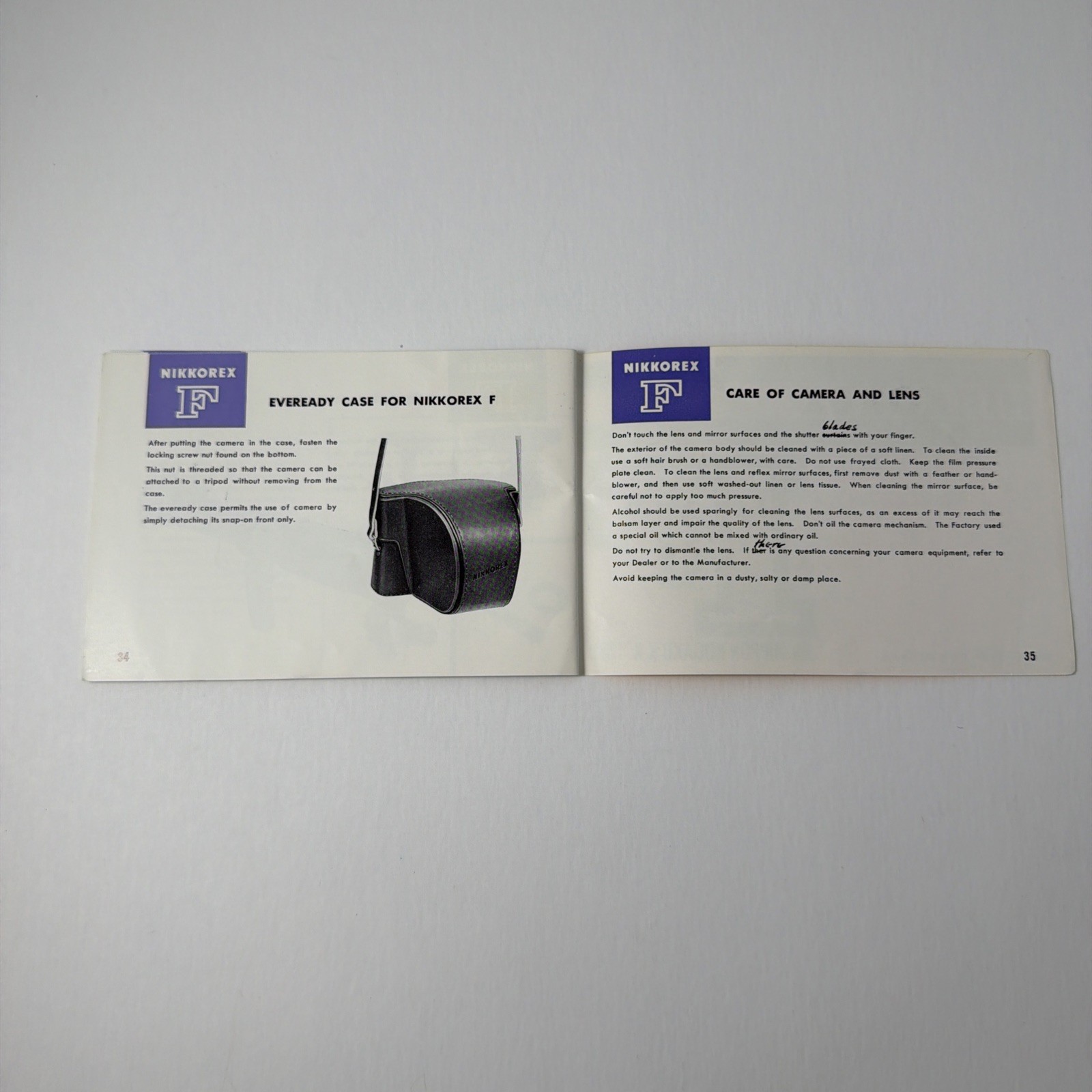 Nikon Nikkorex F Instruction Manual English Original