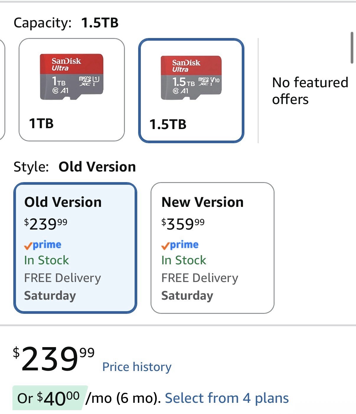 SanDisk Ultra 1.5TB microSDXC UHS-I Class 10 A1 V10 Card + Adapter