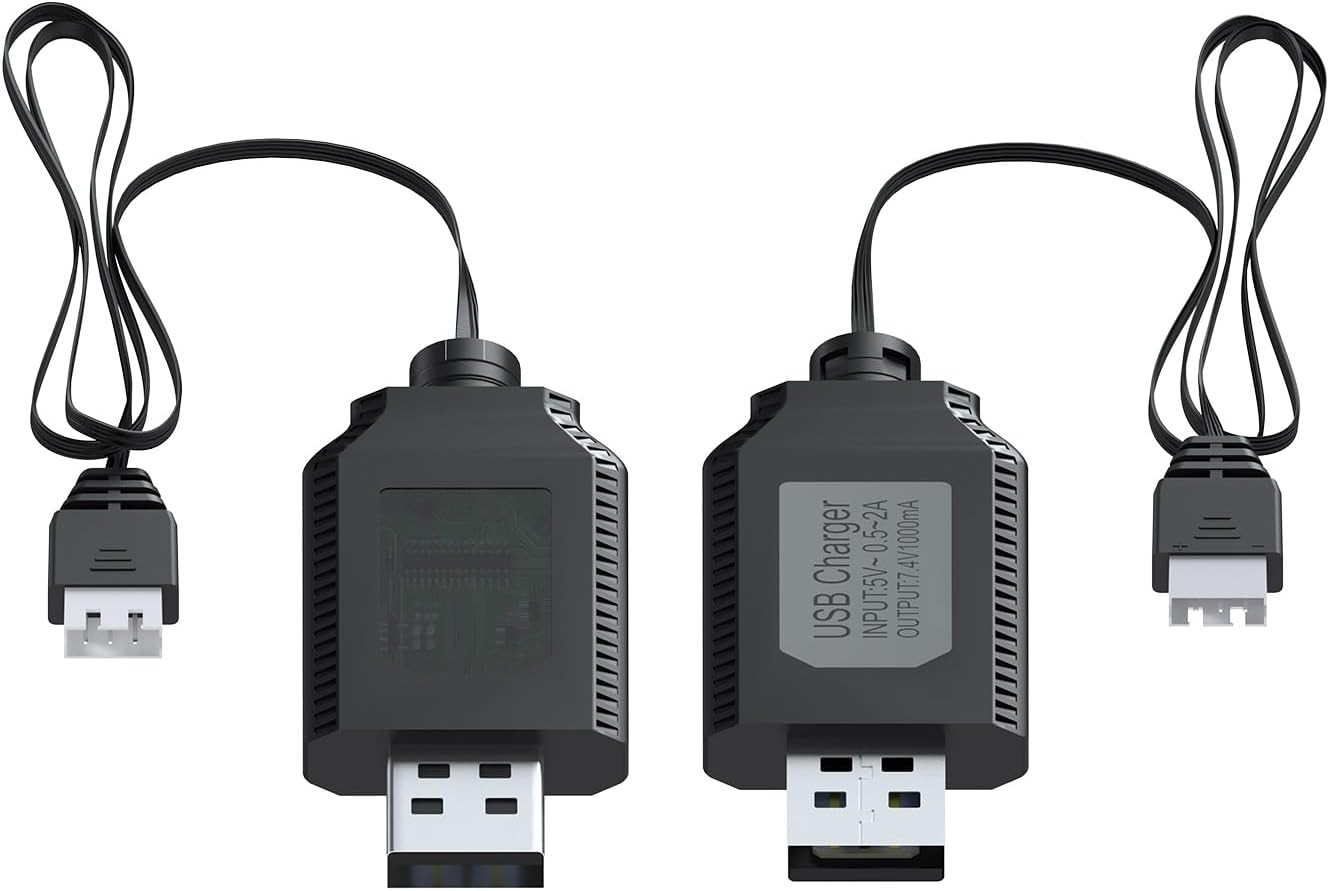 Durable 2FT USB Charger for 7.4V LiPo & Li-ion Batteries – Perfect for RC Drones