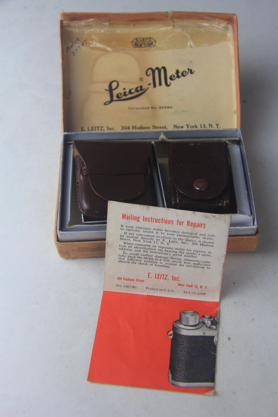 Vintage Leica Meter Set #65950 Light Meter & Booster, Leather Cases Storage Box