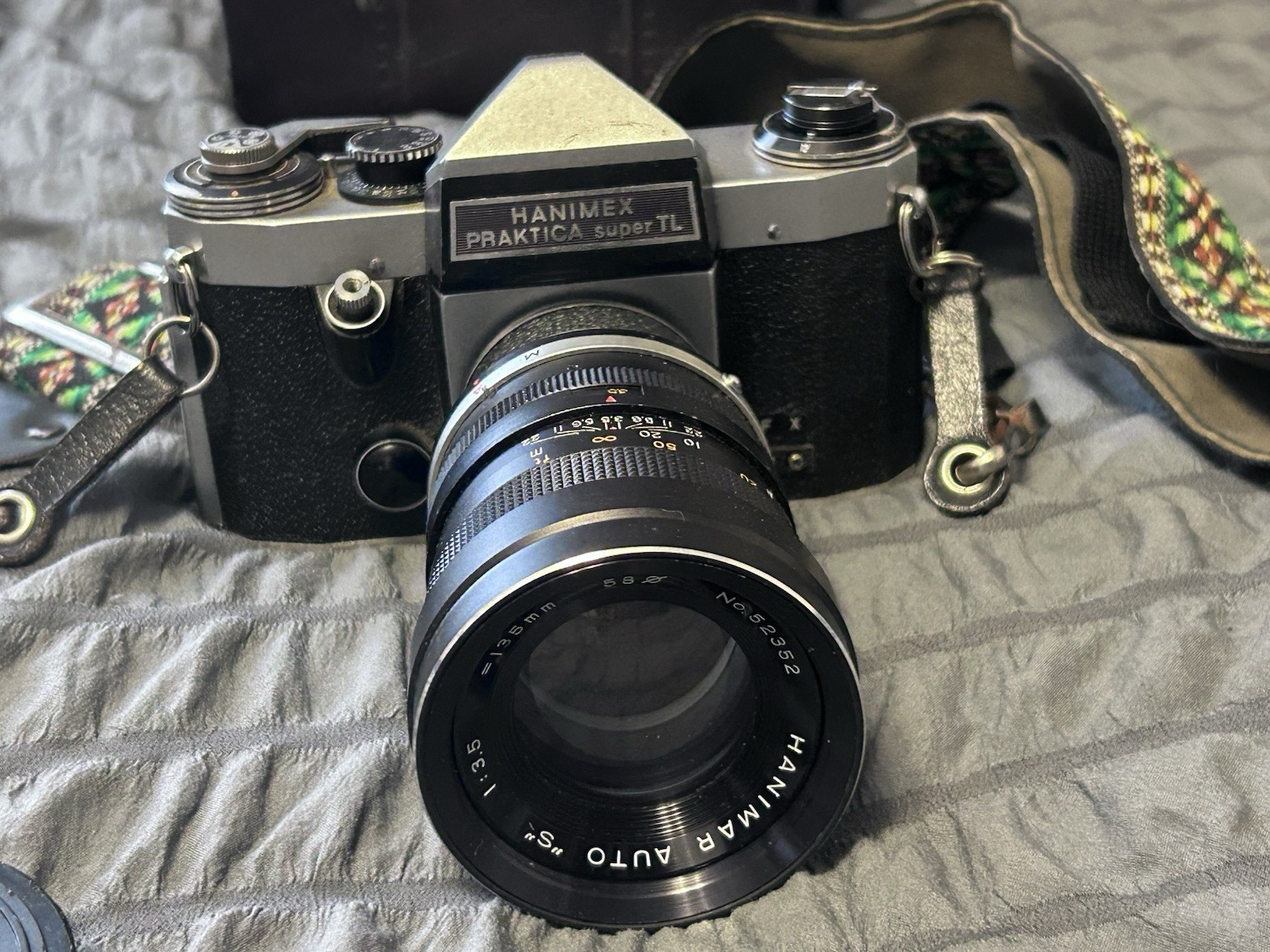 Hanimex Praktica Super TL SLR 35mm Camera with Hanimar Auto S 135mm 1:3.5 Lens