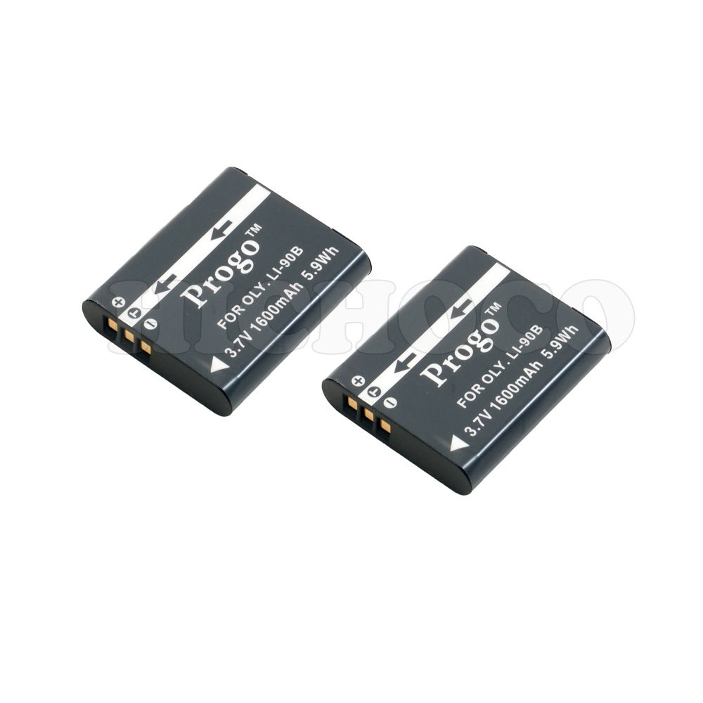 2 (Two) Progo Li-90b Battery 1600mAh For Olympus XZ-2, SH-50, Tough TG-1 , TG-2