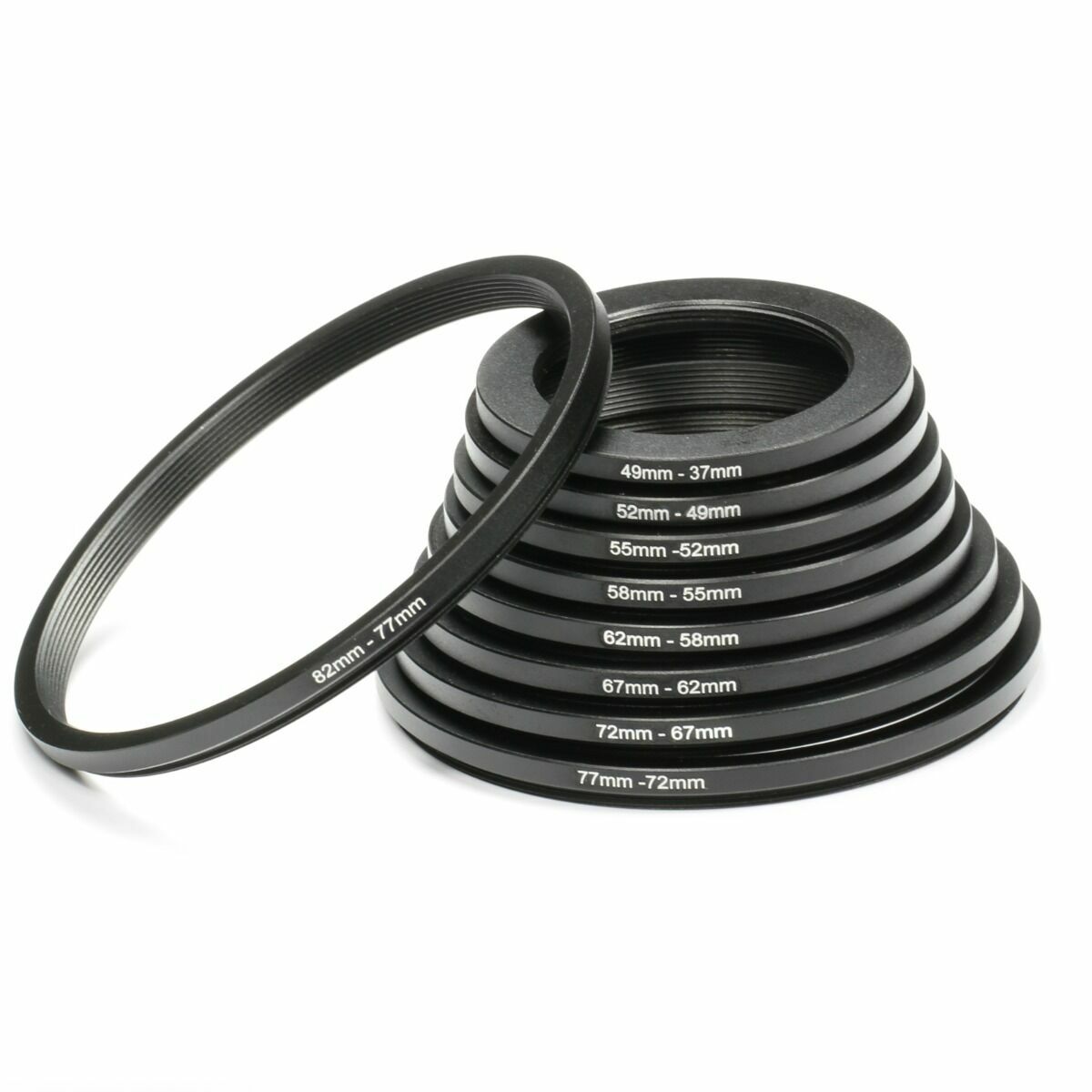 18pcs Lens Filter Metal Stepping Rings Kit 9pcs Step Up Ring 9pcs Step Down Ring