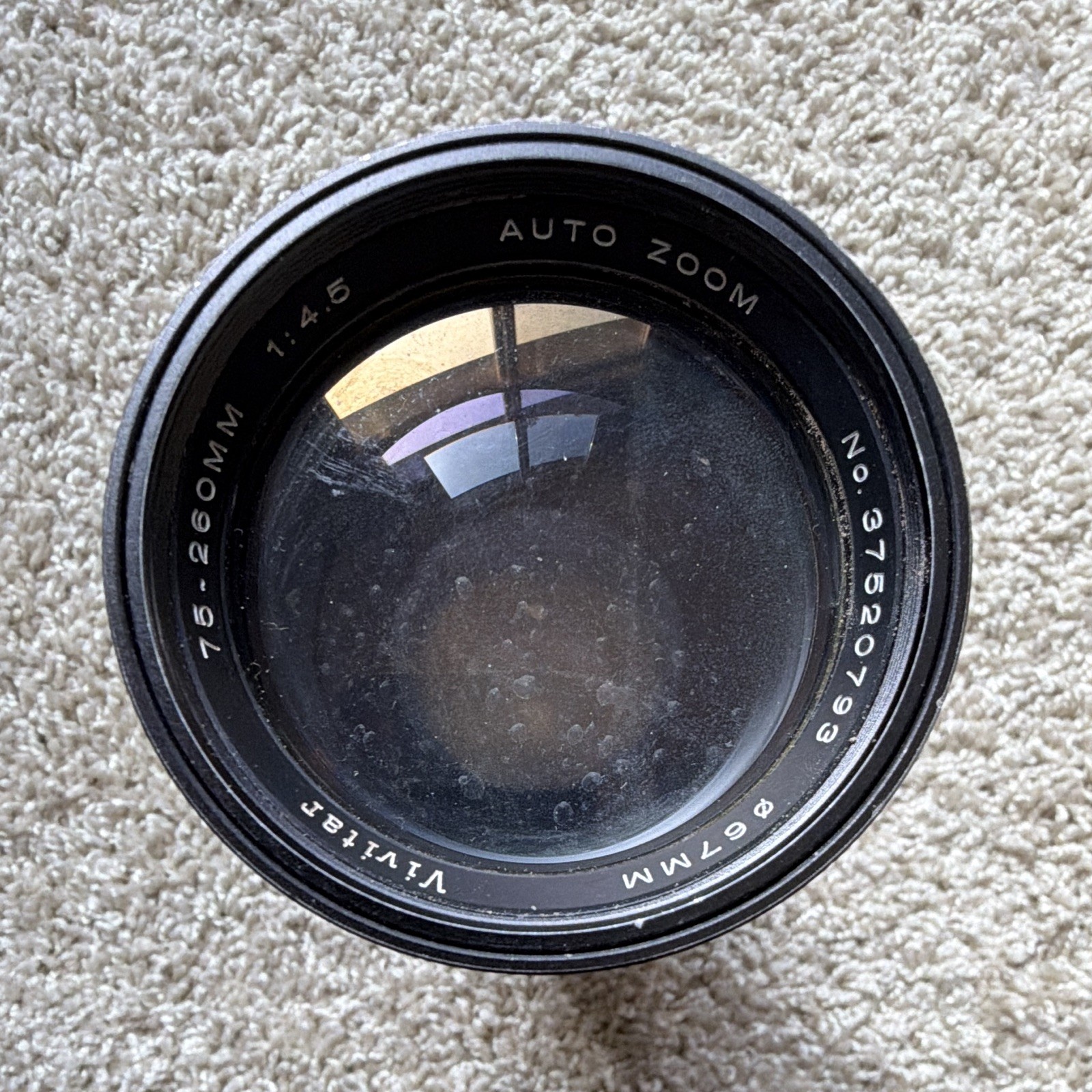 Vivitar Auto Zoom 75-260mm f/4.5 Zoom Lens OM Mount 67mm No. 37520793