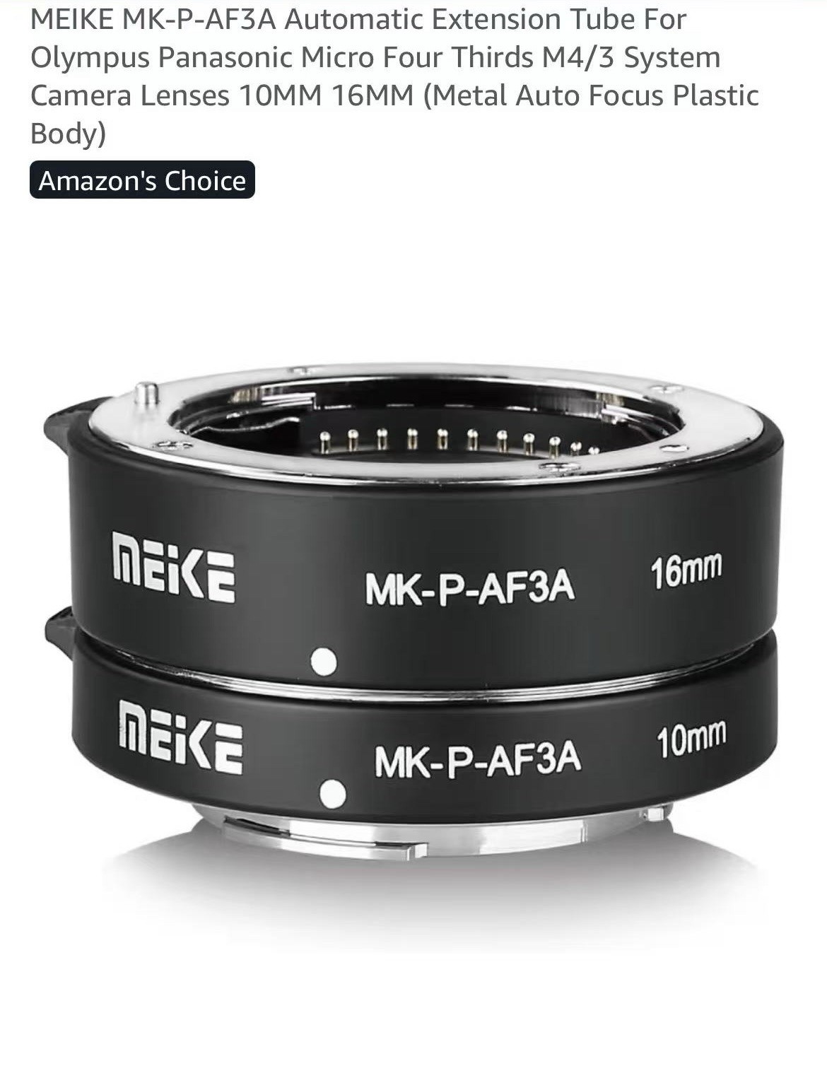 MEIKE MK-P-AF3A Extension Tubes 10mm 16mm MFT Olympus Panasonic