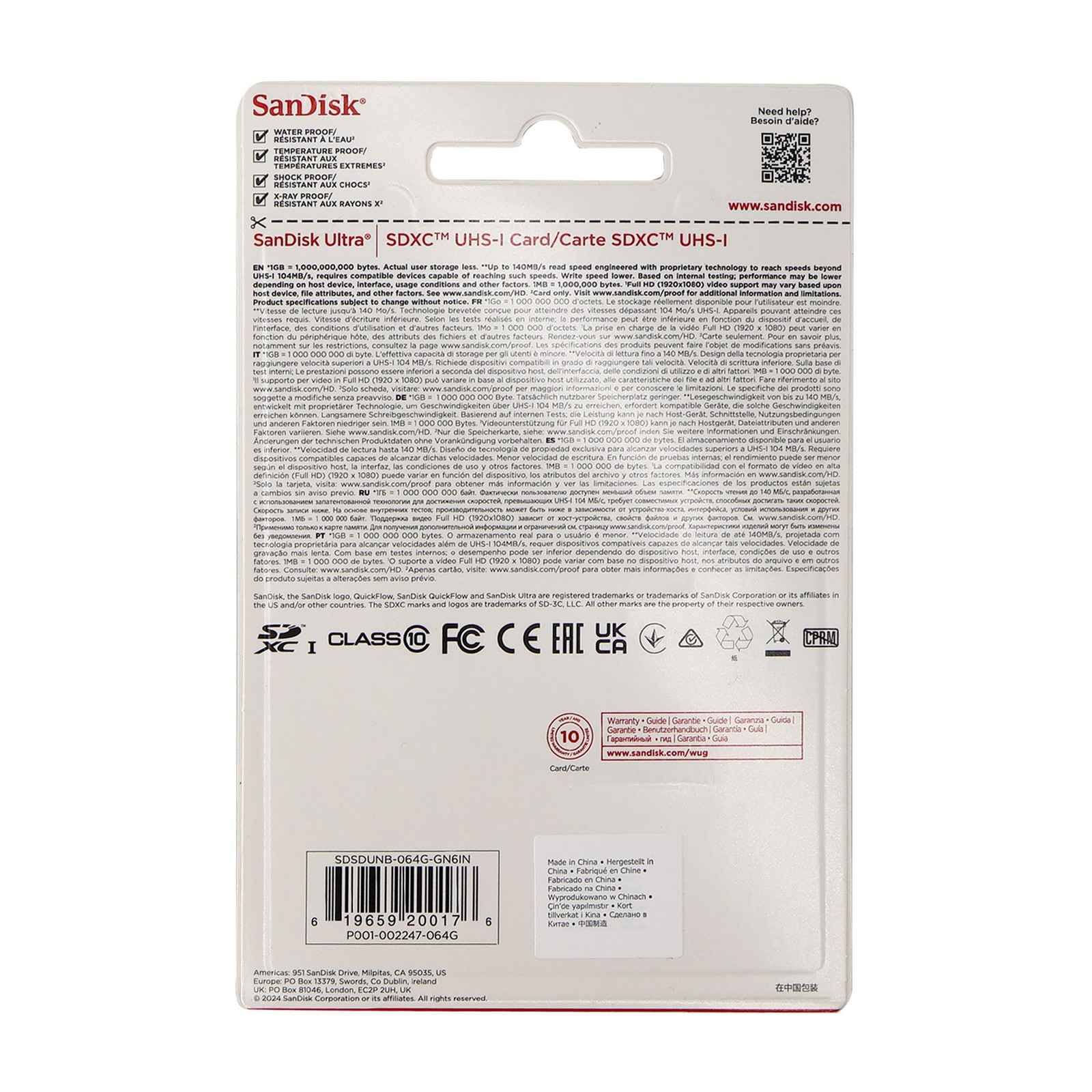 SanDisk 64GB Ultra SDXC UHS-I Memory Card – Up to 140MB/s, C10, U1, Full HD