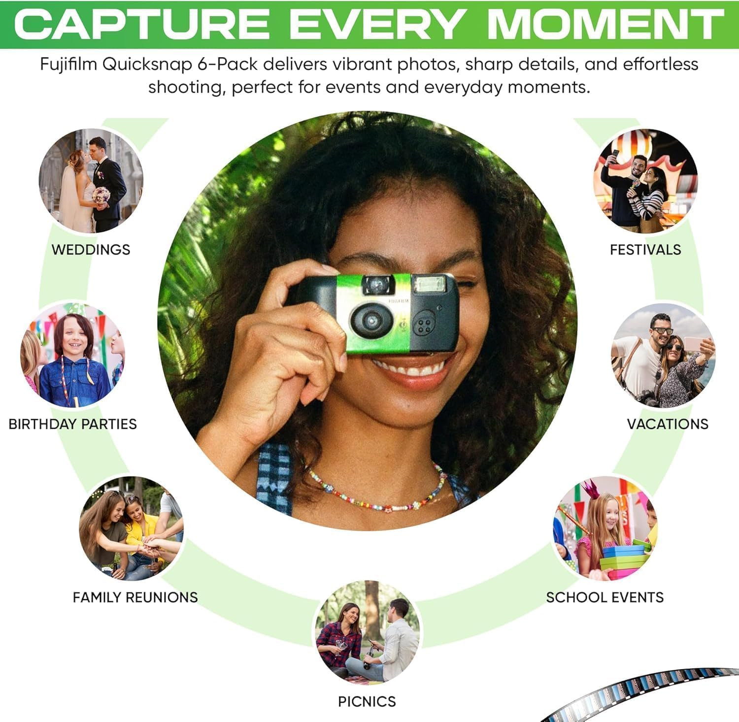 Quicksnap Flash 400 Disposable 35Mm Camera with Pixibytes Microfiber Cleaning Cl