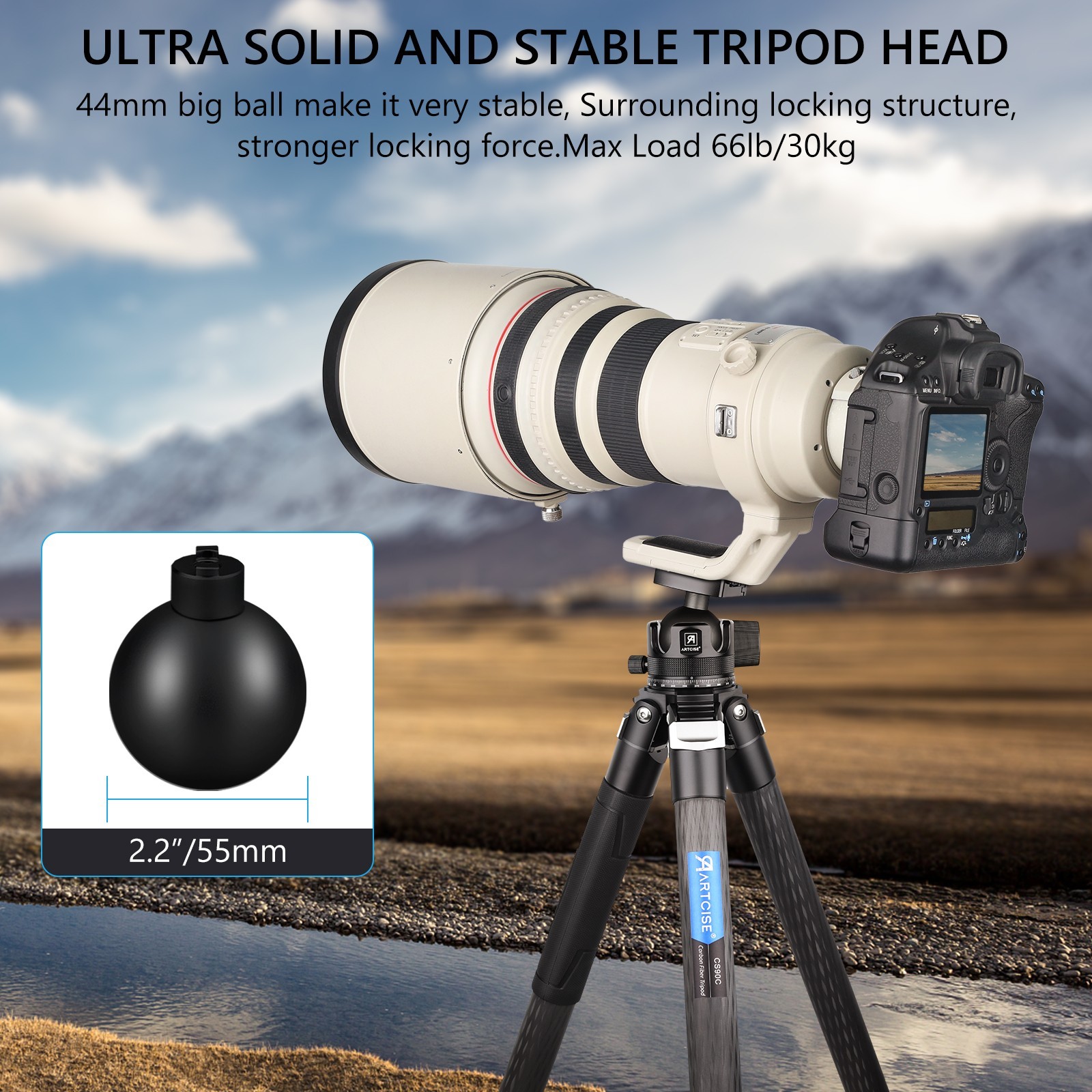 82.6″/210cm Camera Tripod Aluminum Travel Tripod Monopod with 36mm Ball Head