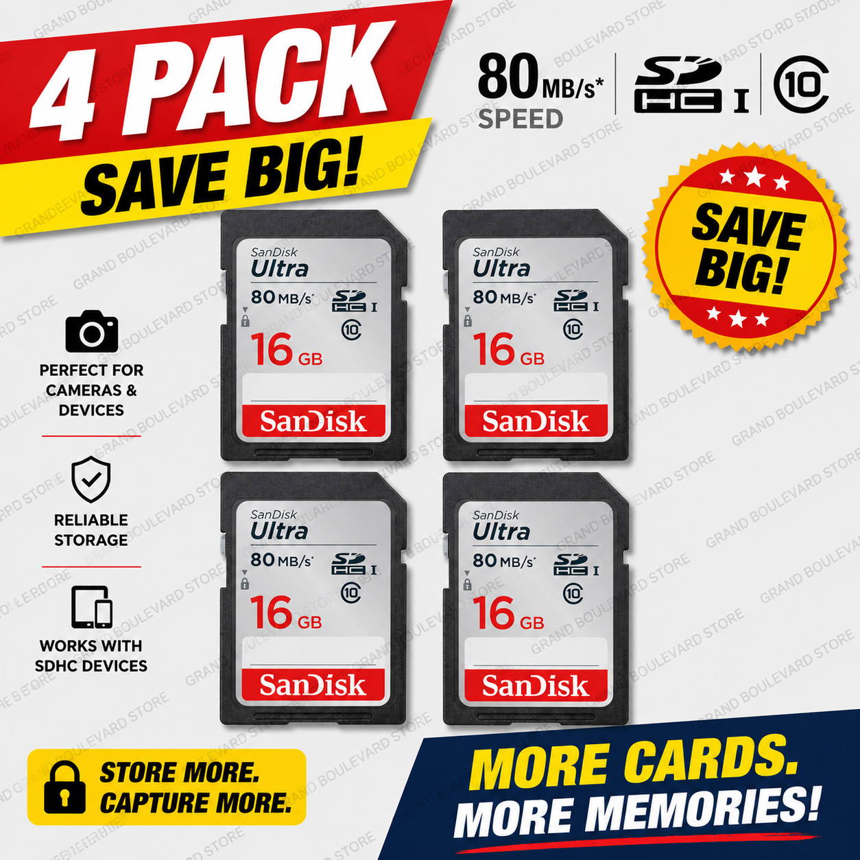 SanDisk Ultra 16GB 80MB/s SD SDHC SDSDUNC Camera Card 10 Genuine OEM Fast Ship
