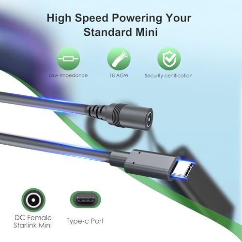Starlink Mini USB C to DC Femal Power Cable 1 FT – USB Type C Essential