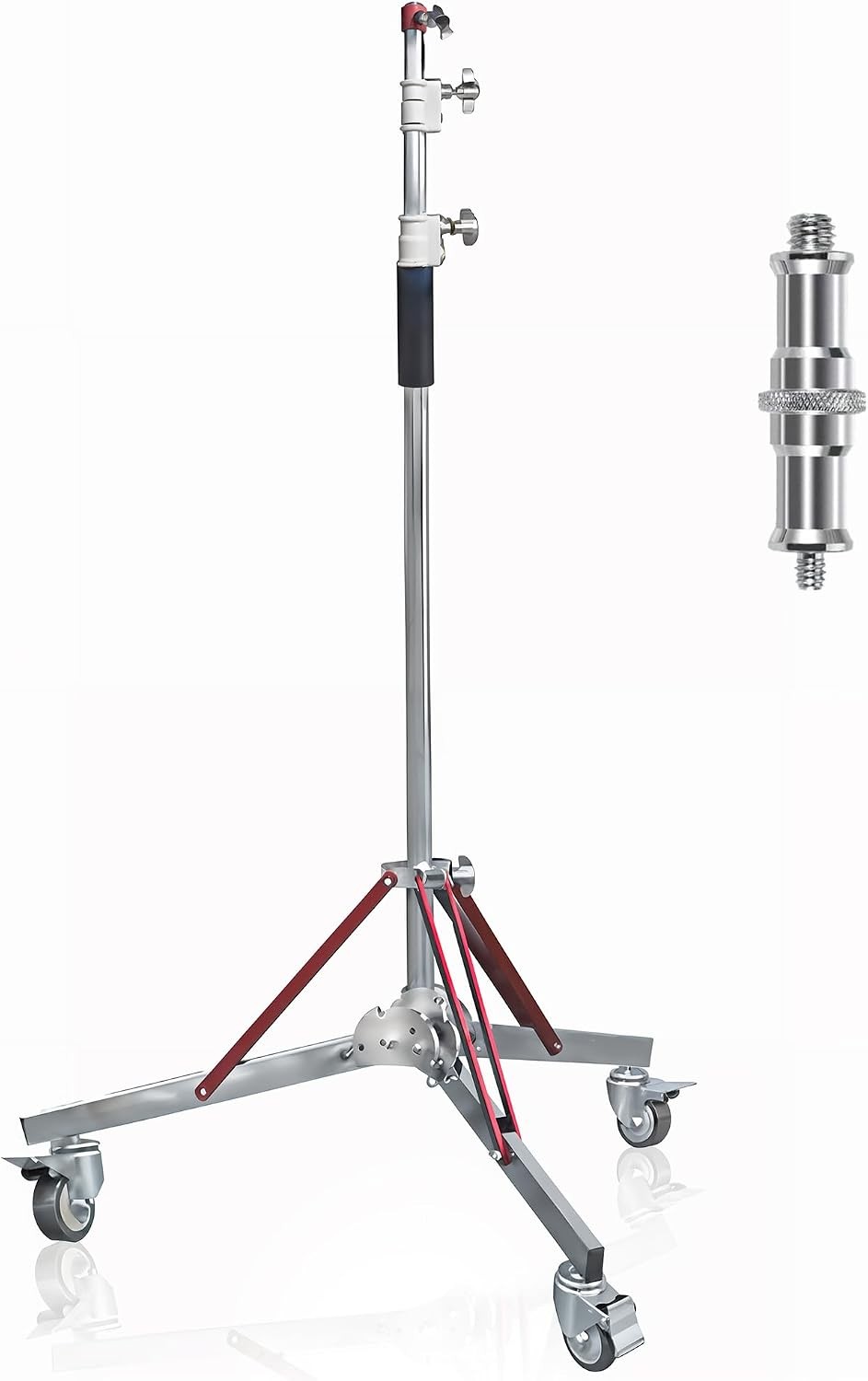 Heavy Duty 10.8ft Light Stand with Casters Adjustable Reinforced Stainless